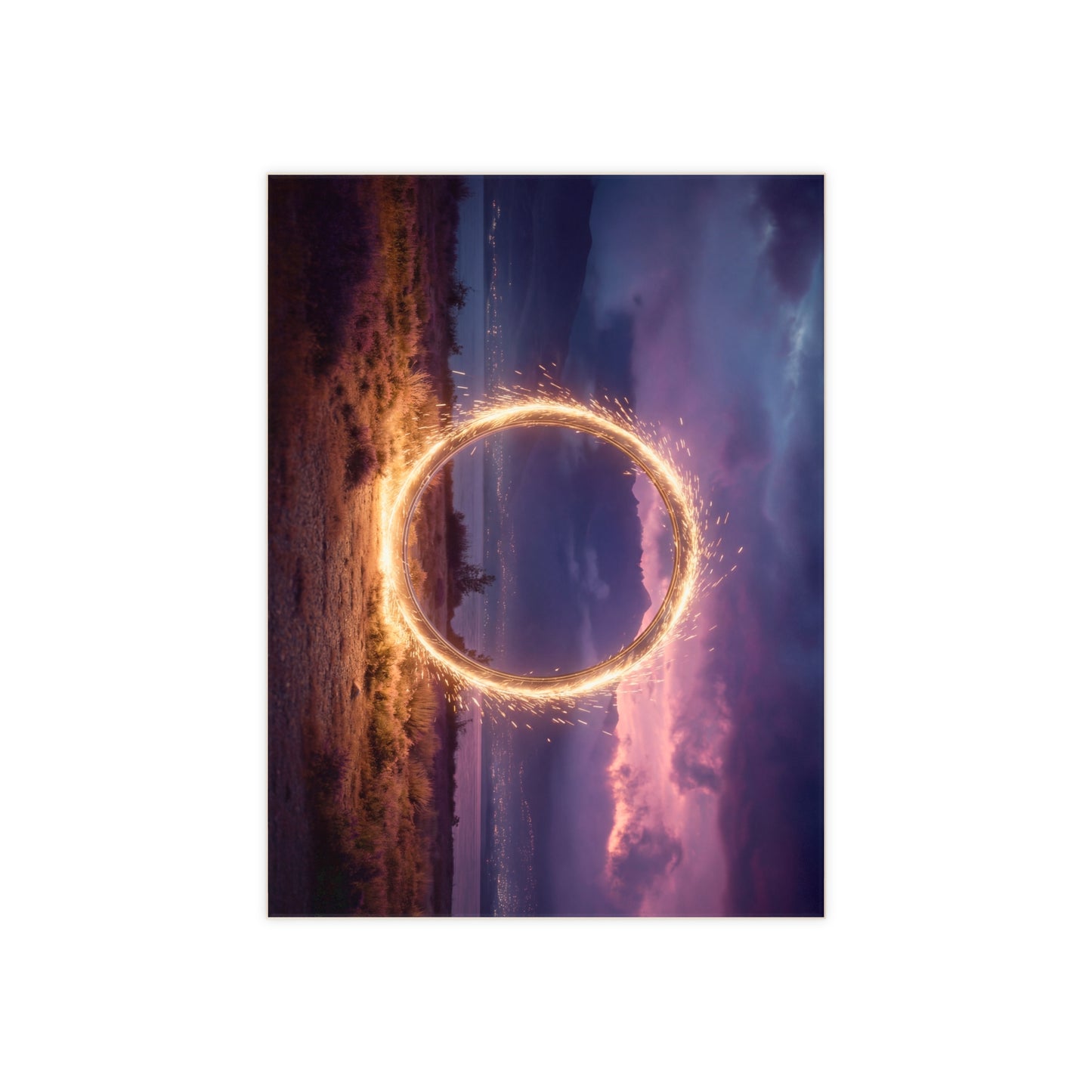 Spark Ring Twilight Ceramic Photo Tile – A Gateway to Purple Skies