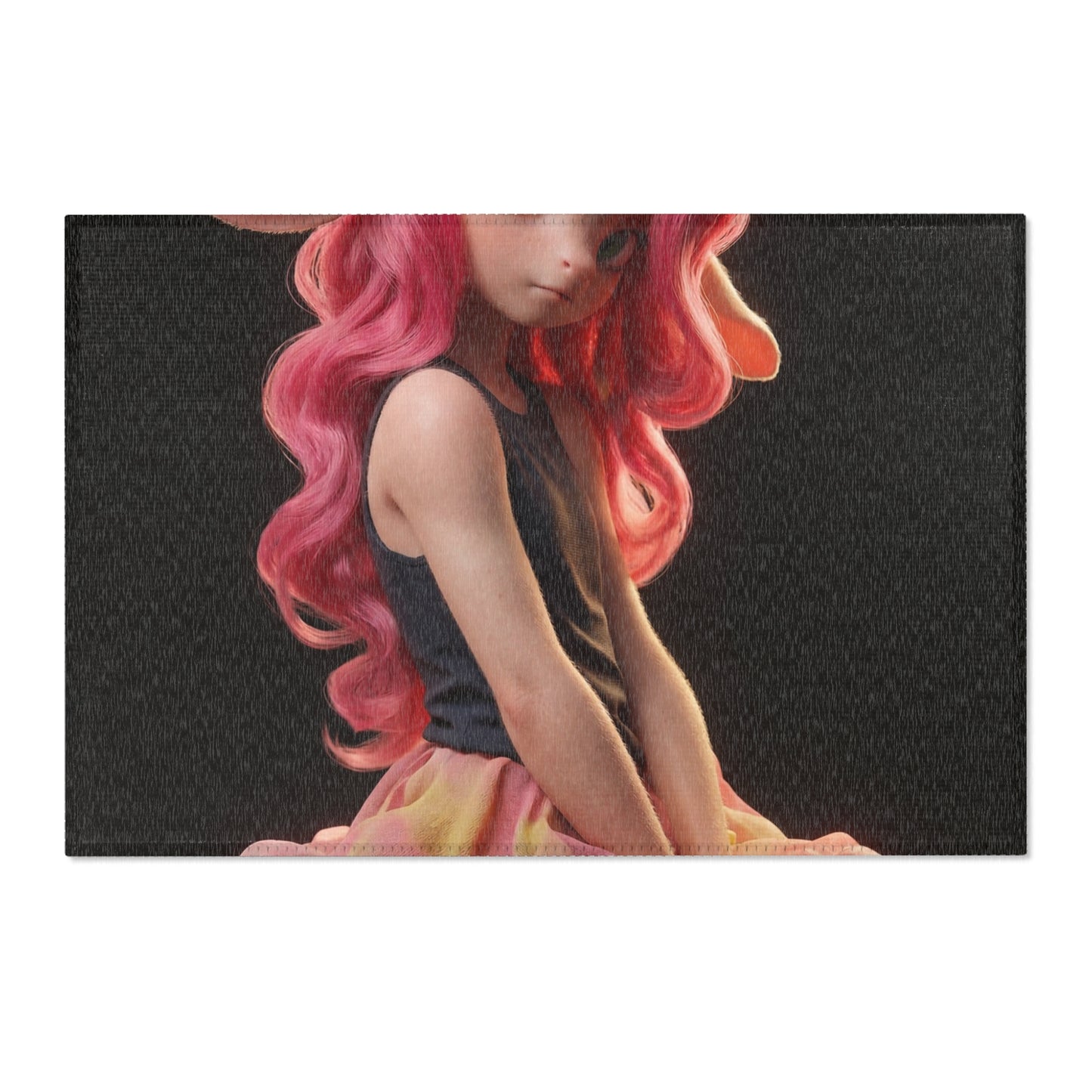 Pink Unicorn Girl Area Rug – Soft Glow Fantasy Scene