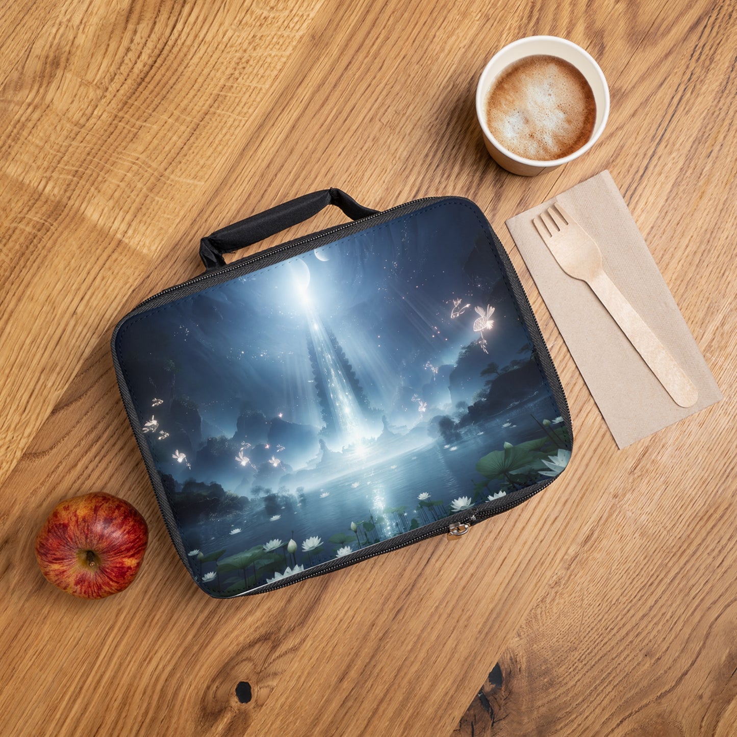 Celestial Lotus Pond Lunch Bag – Whispering Light Beneath the Moons