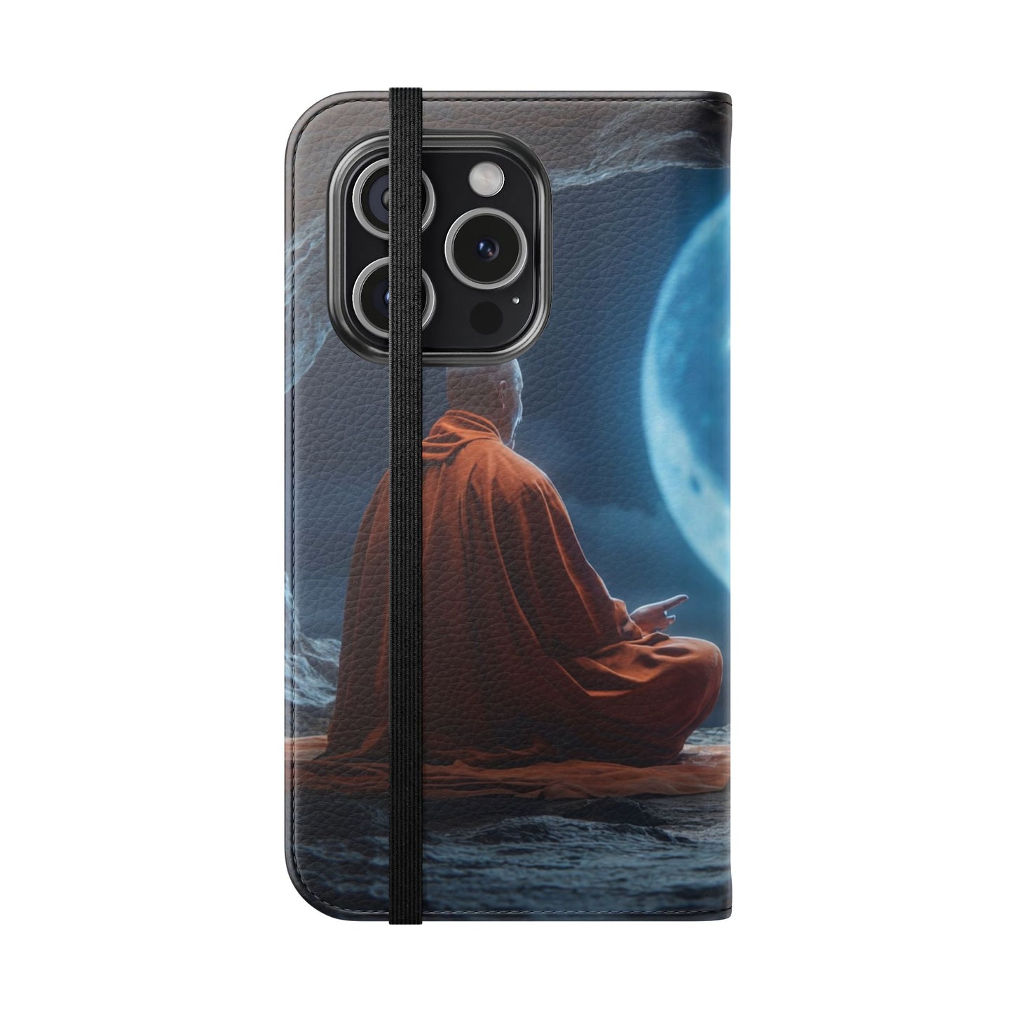 Lunar Meditation Flip Cases – Serene Monk Under Moonlight