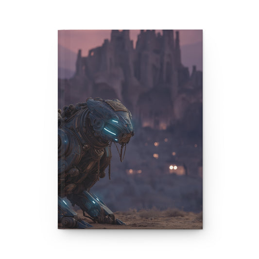 Desert Sage on Mech-Tiger Hardcover Journal Matte – Twilight Guardian of the Dunes