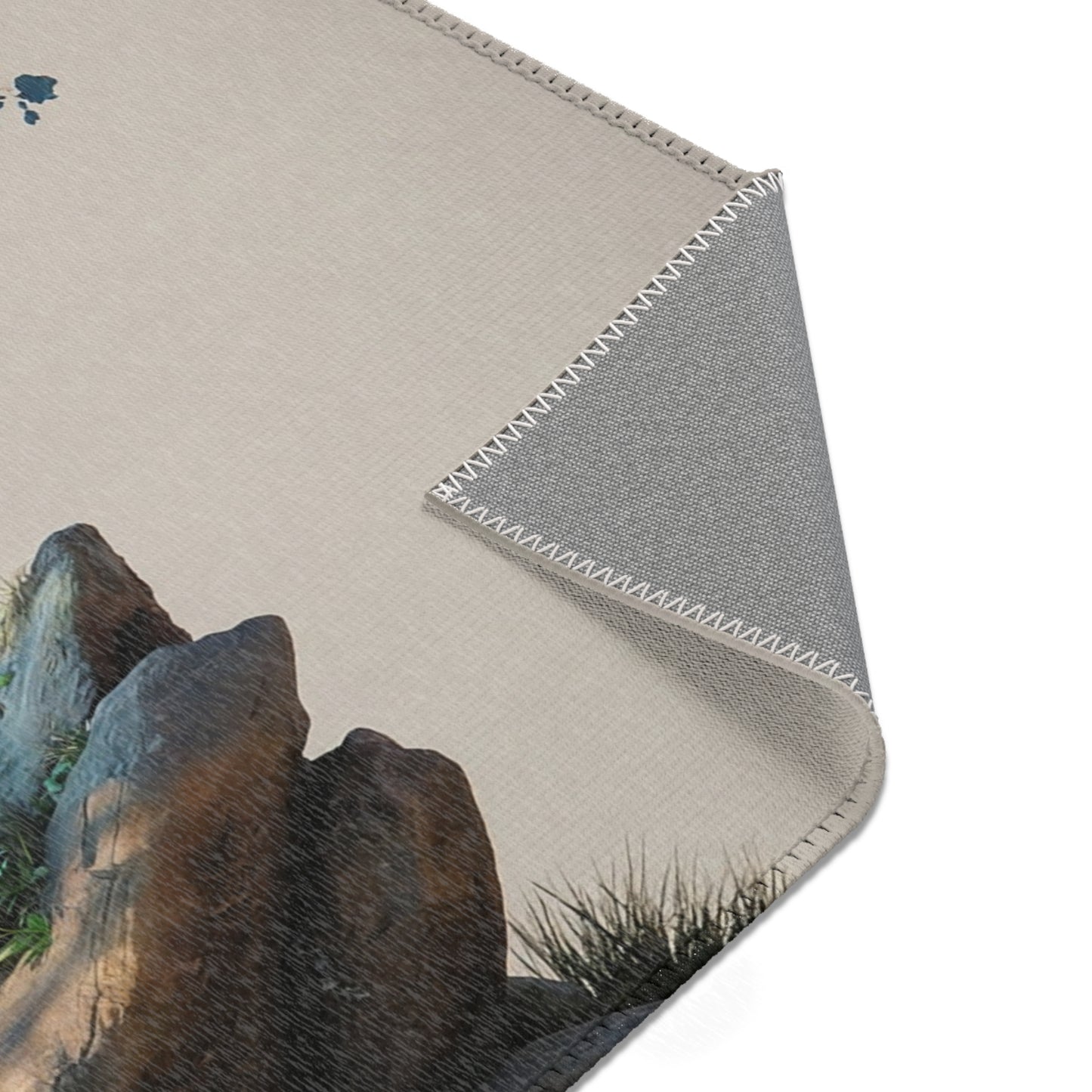 Luminescent Wisdom Tree Area Rug – Azure Grove in the Desert Sands