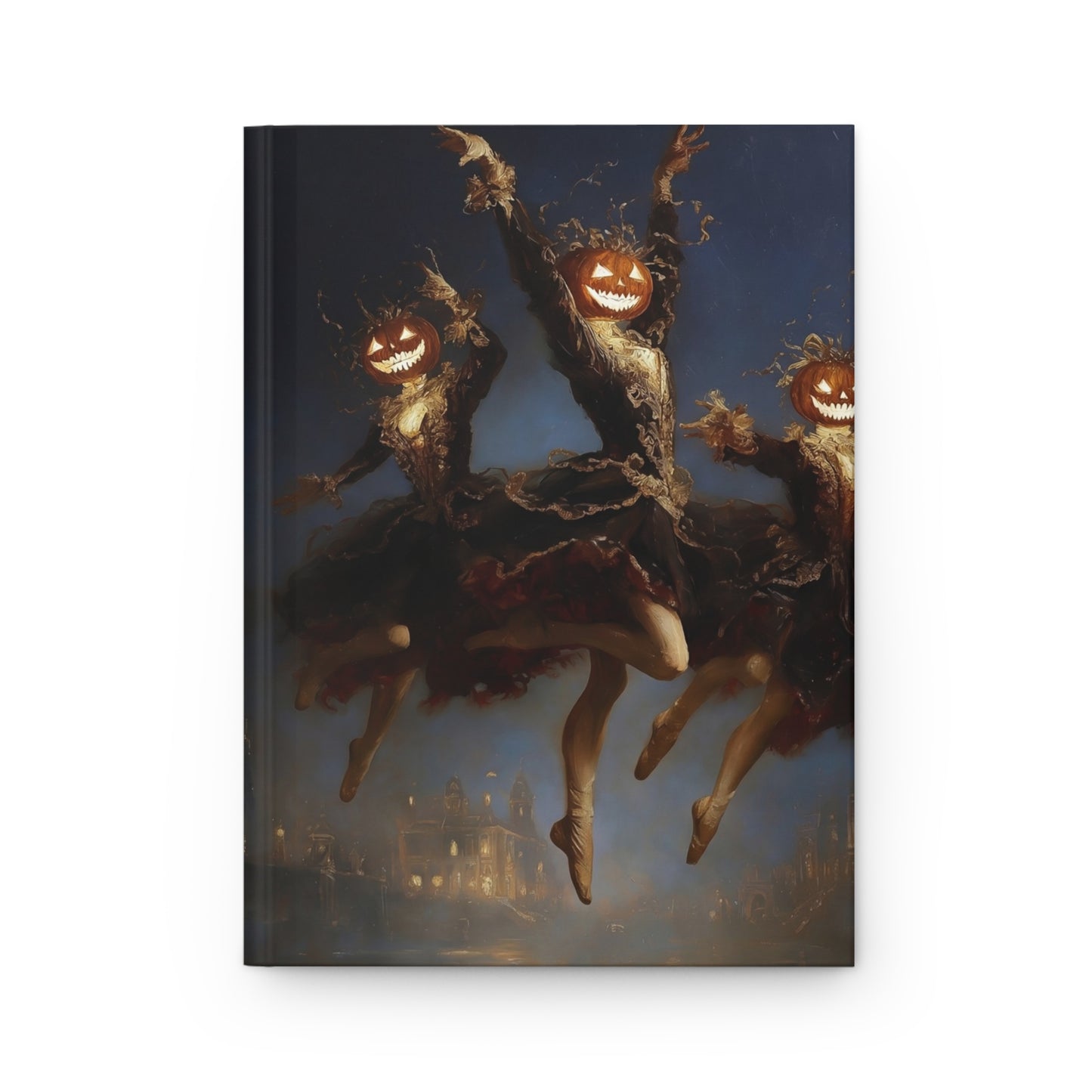 Dancing Pumpkin Spirits Hardcover Journal Matte – Midnight Ballet of Gilded Horror