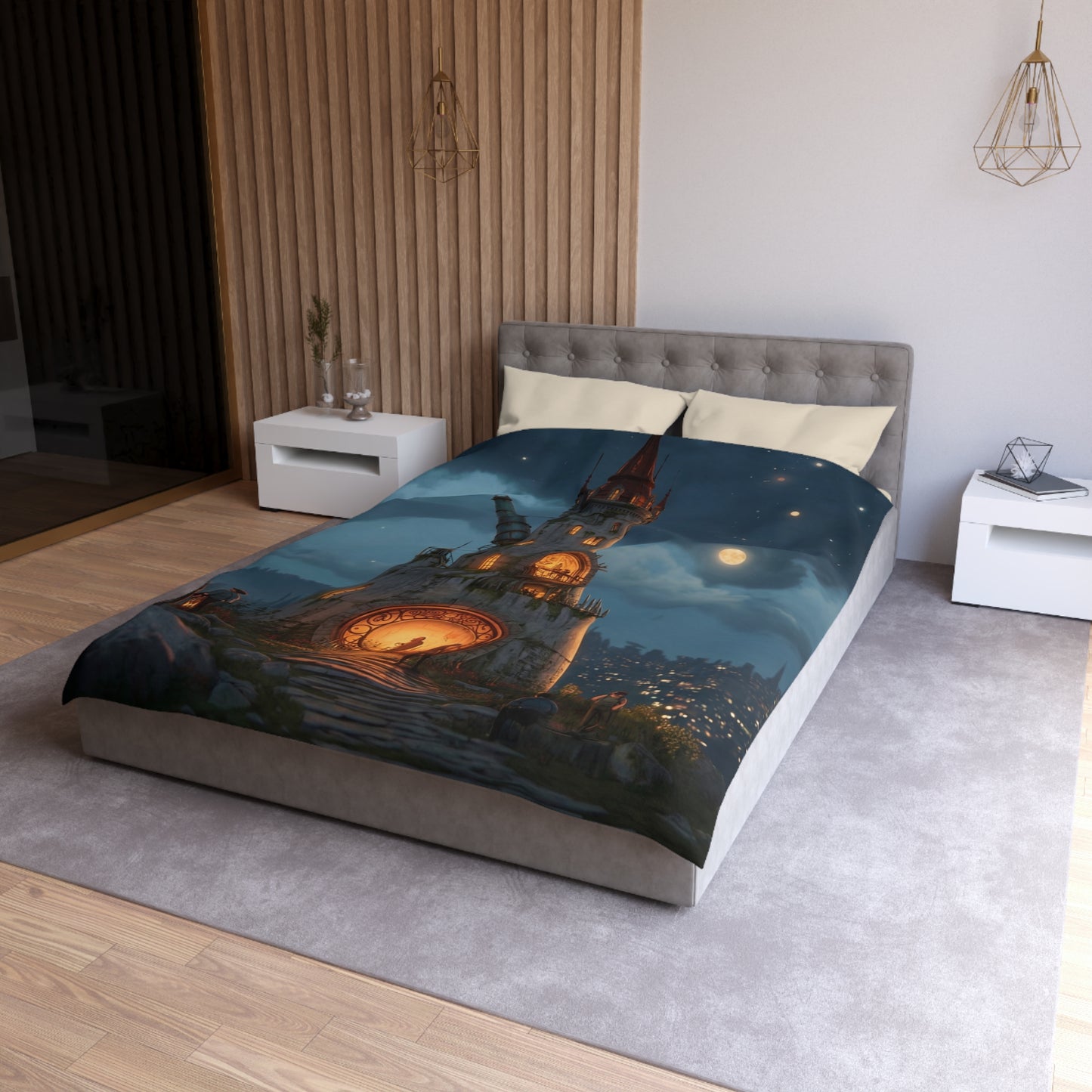 Starlit Observatory Duvet Cover – Whispers of the Cosmic Gate