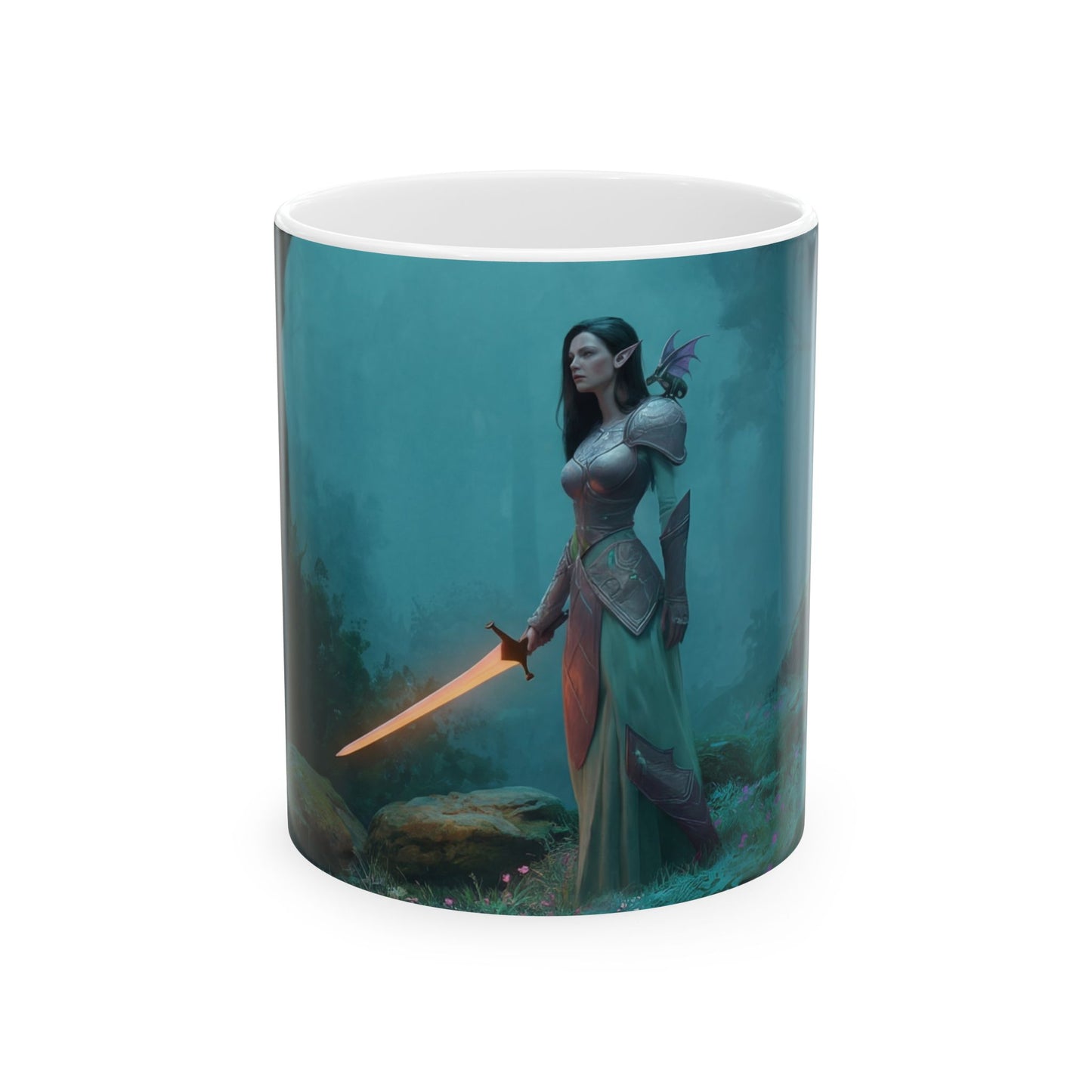 Elven Sentinel Ceramic Mug – Twilight Forest Guardian