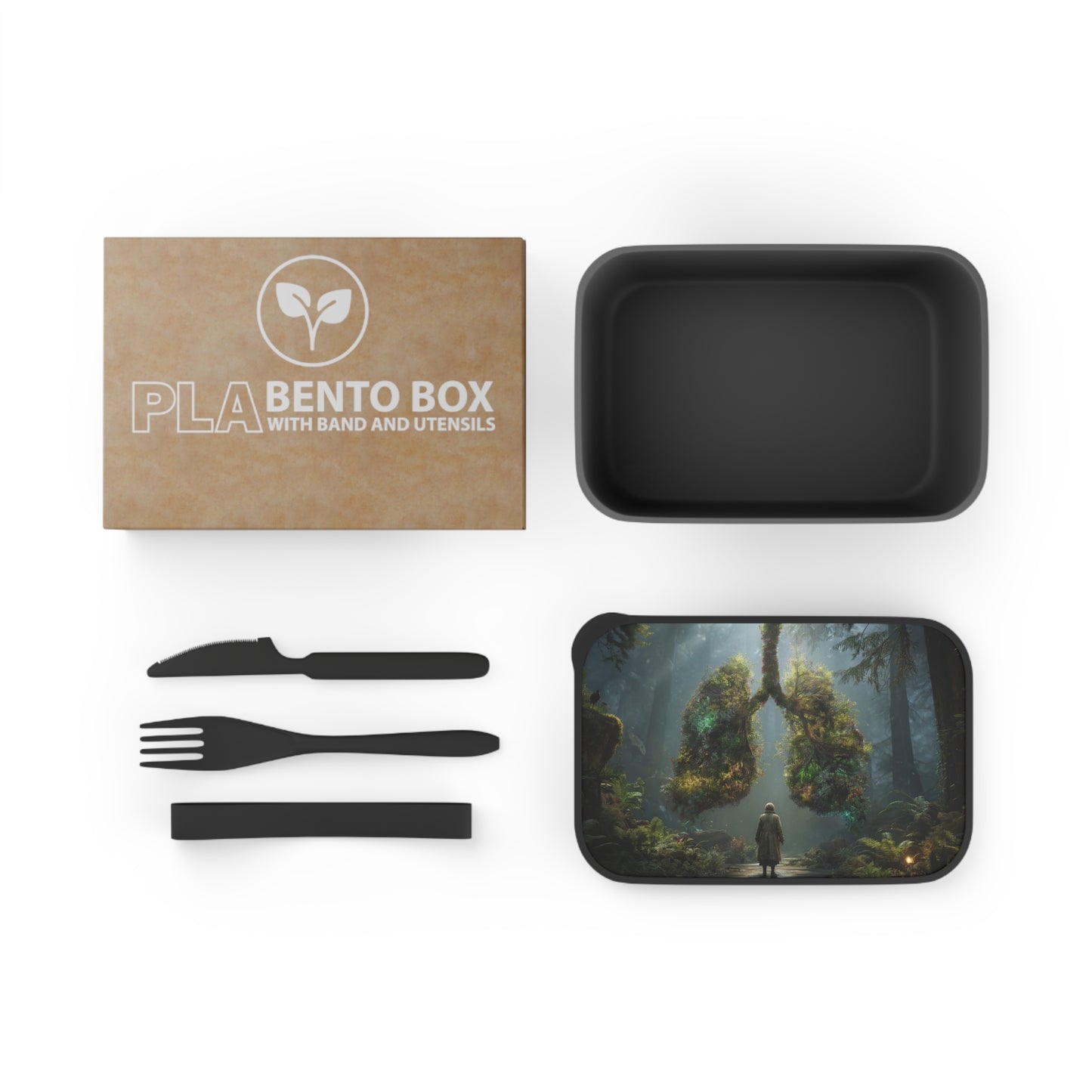 Lungs of the Forest PLA Bento Box with Band and Utensils – Breath of Ancient Canopy