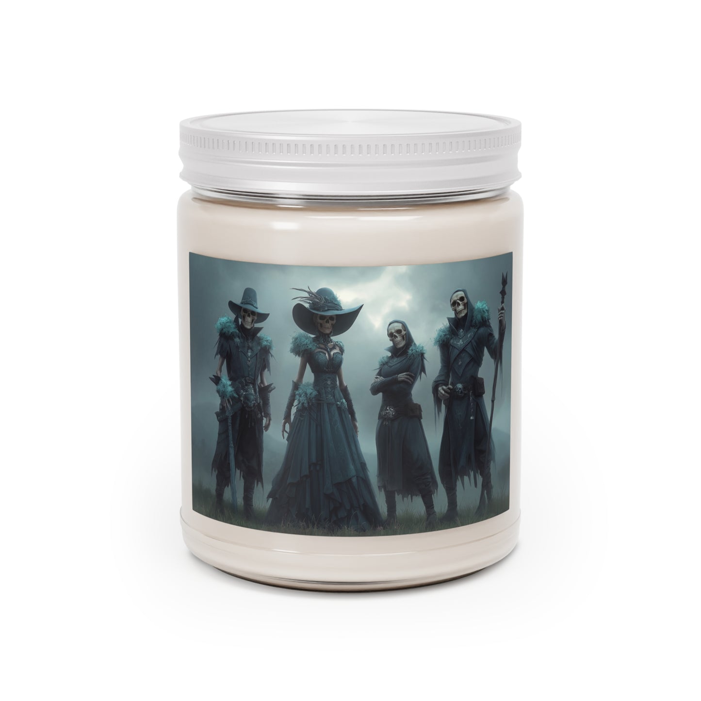 Four Graces of the Veil Scented Soy Candles with White Lid, 9oz – Misty Gothic Elegance