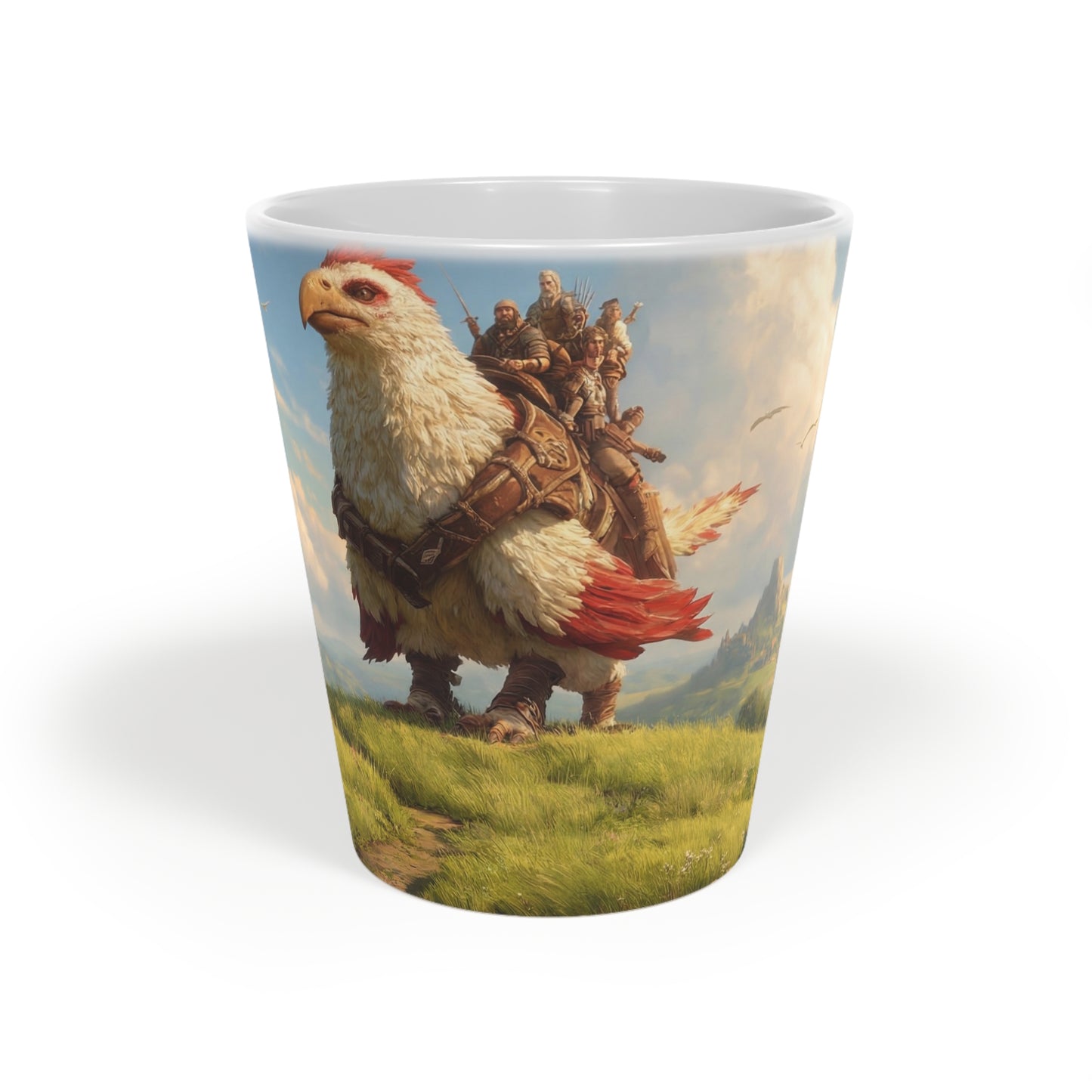Skybound Eagle Riders Latte Mug, 12oz – Dawn’s Path Over Whispering Hills