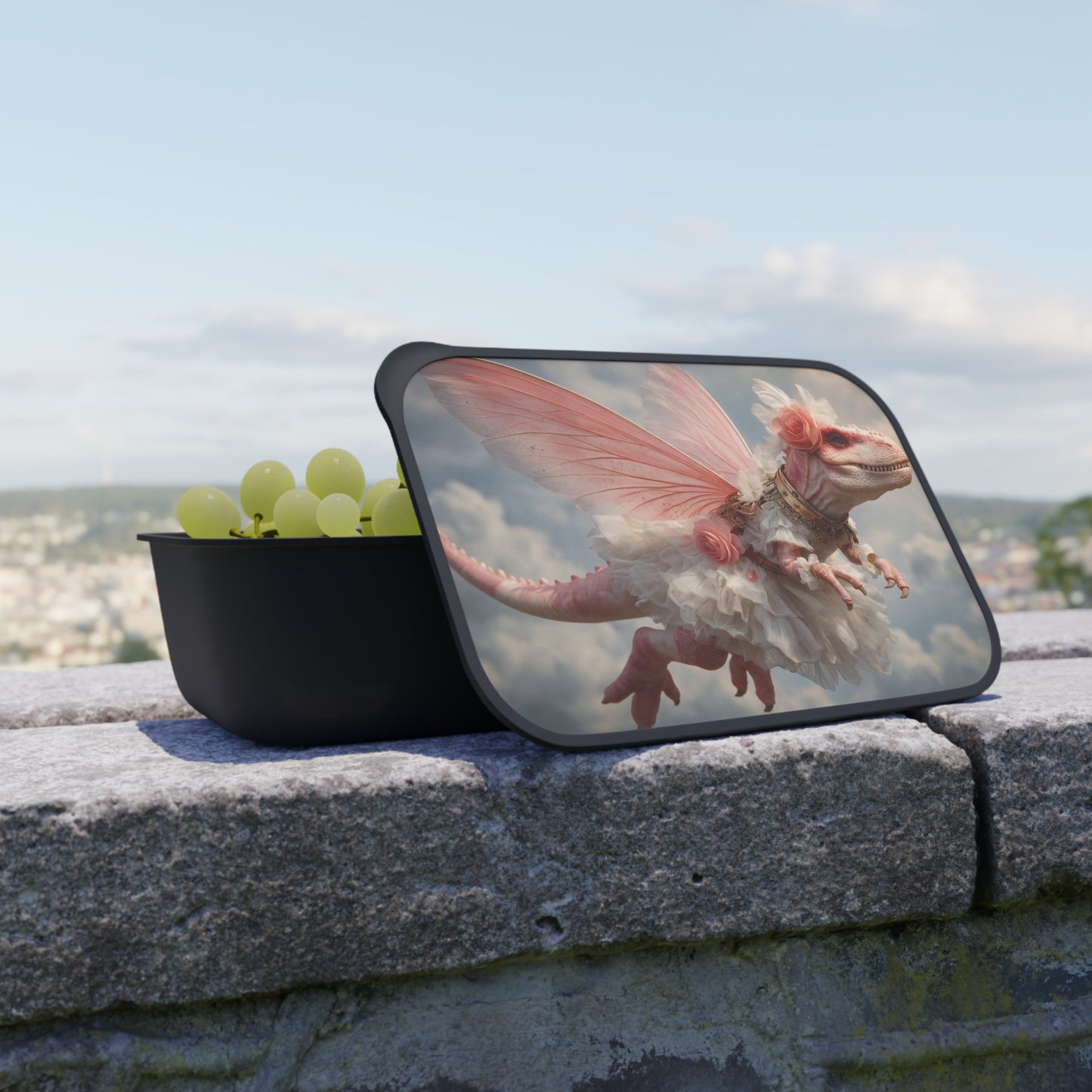 Rose-Adorned Winged Dinosaur PLA Bento Box with Band and Utensils – Skybound Couture
