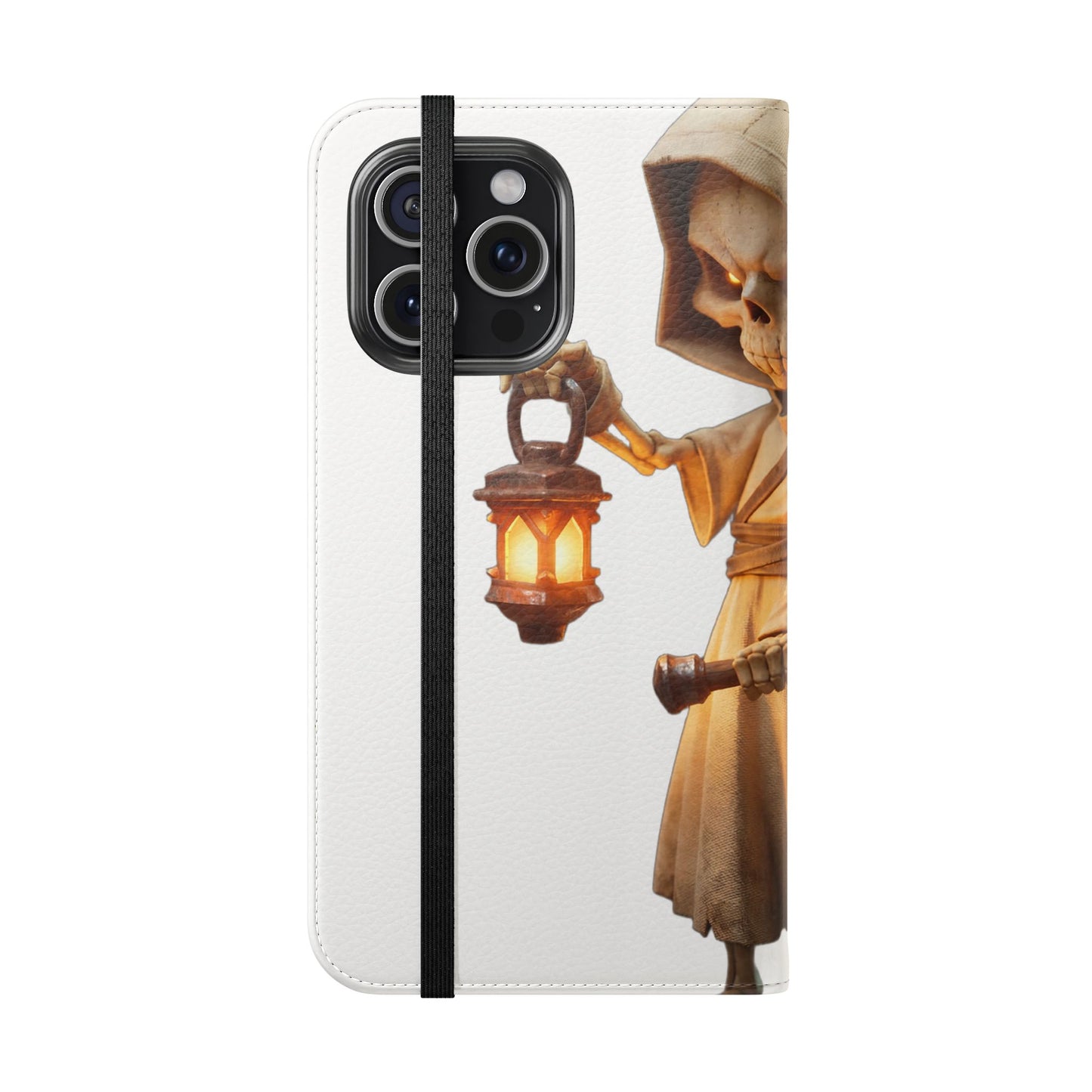 Lantern-Bearing Sentinel Flip Cases – Hooded Guardian with Scythe and Warm Glow