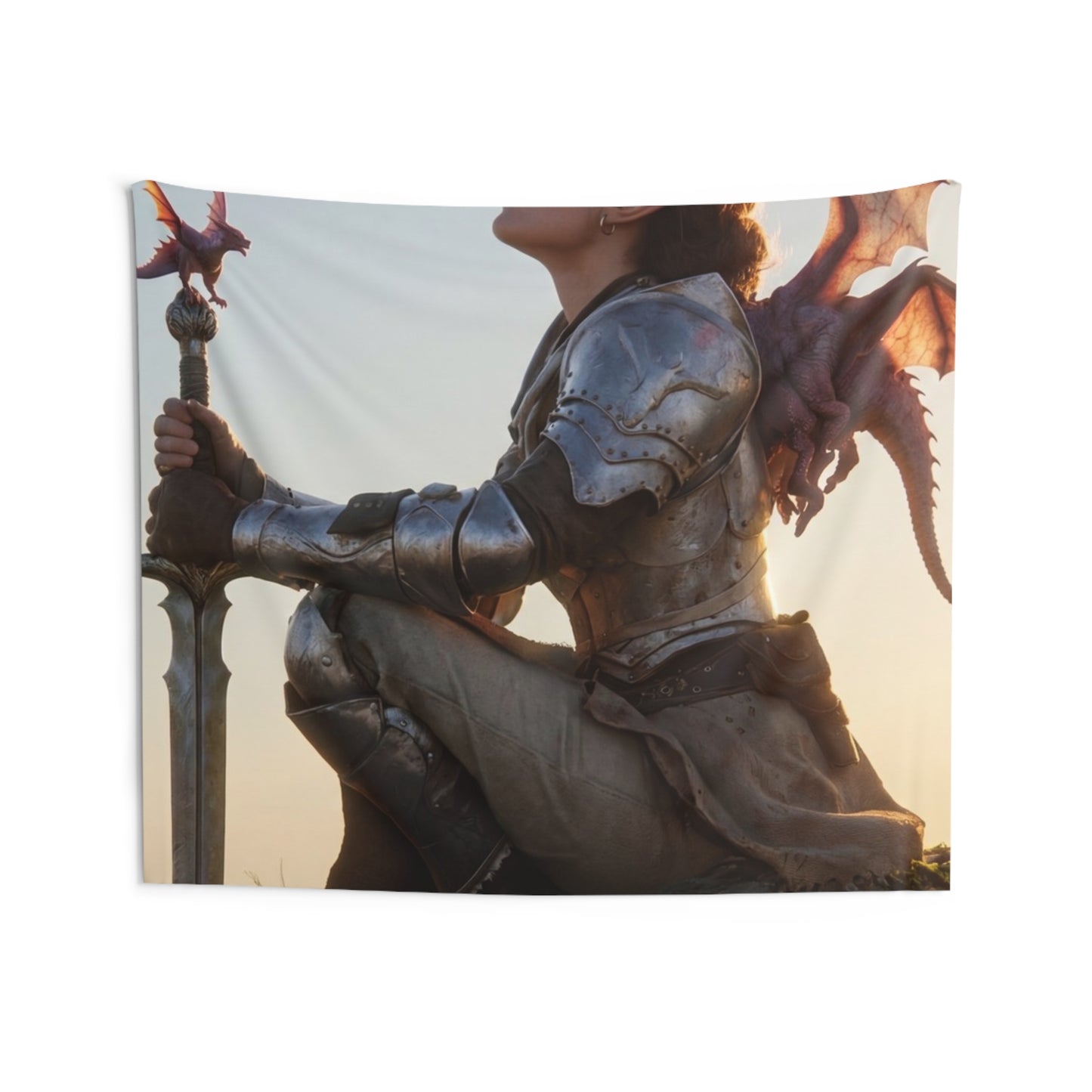Dragon Rider Sentinel Wall Tapestry – Sunset Peak and Whispering Wings