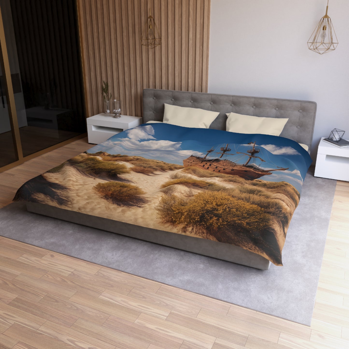 Shipwrecked Galleon Microfiber Duvet Cover – Desert Sandscape Adventure