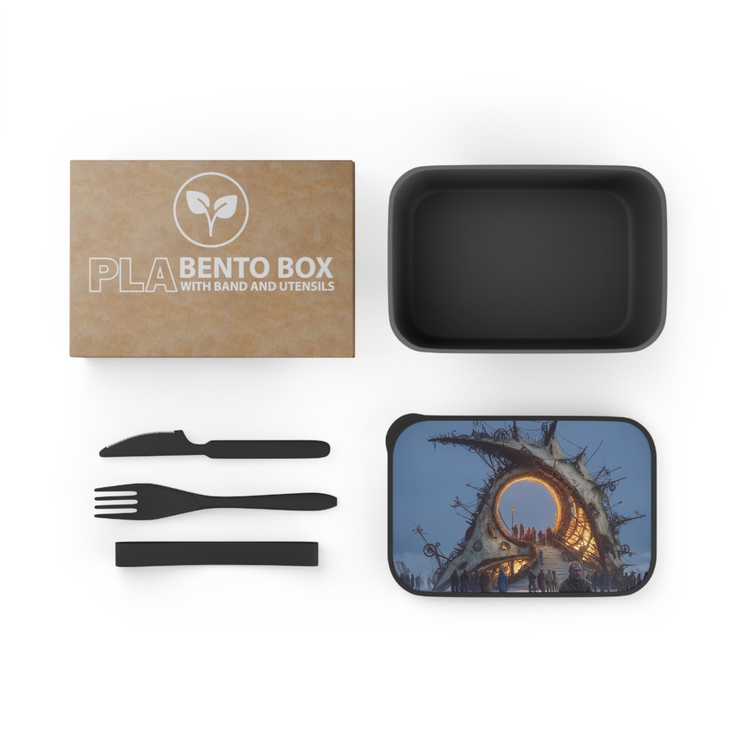 Celestial Threshold PLA Bento Box with Band and Utensils – Frostbound Pilgrimage