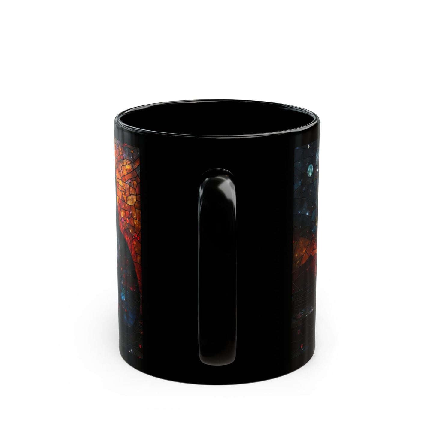 Celestial Cat Stained Glass Mug – Cosmic Sunset Guardian