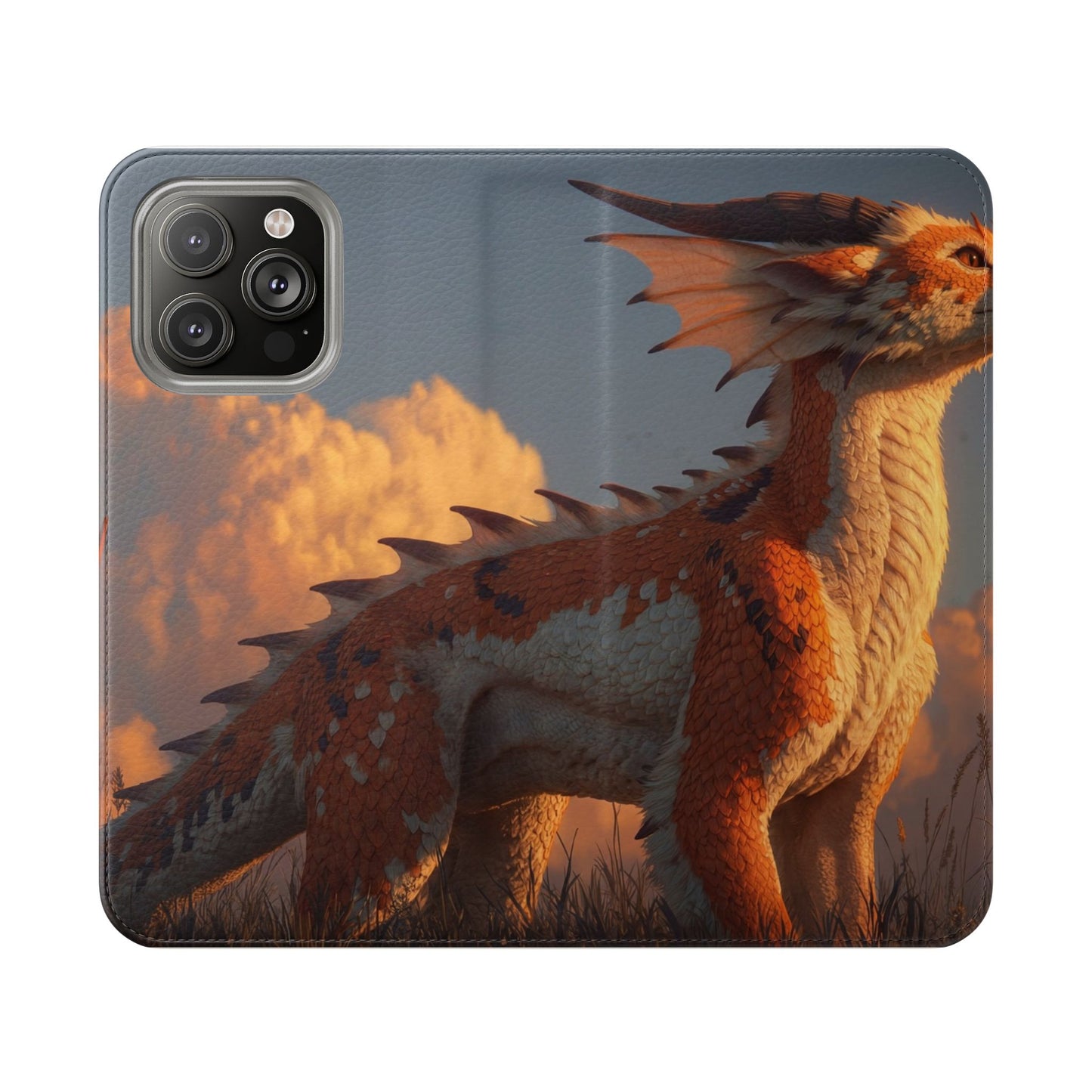 Gilded Dragon Flip Cases – Amber Sunset Guardian