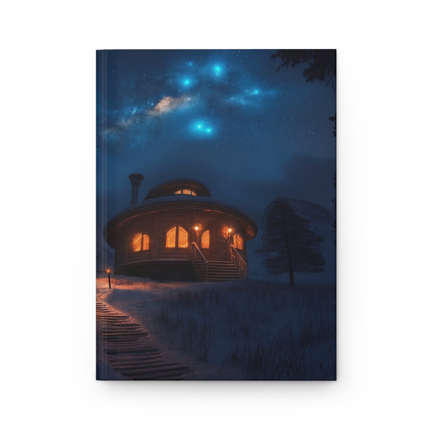 Starlit Observatory Cabin Journal Matte – Warm Glow Under Cosmic Skies