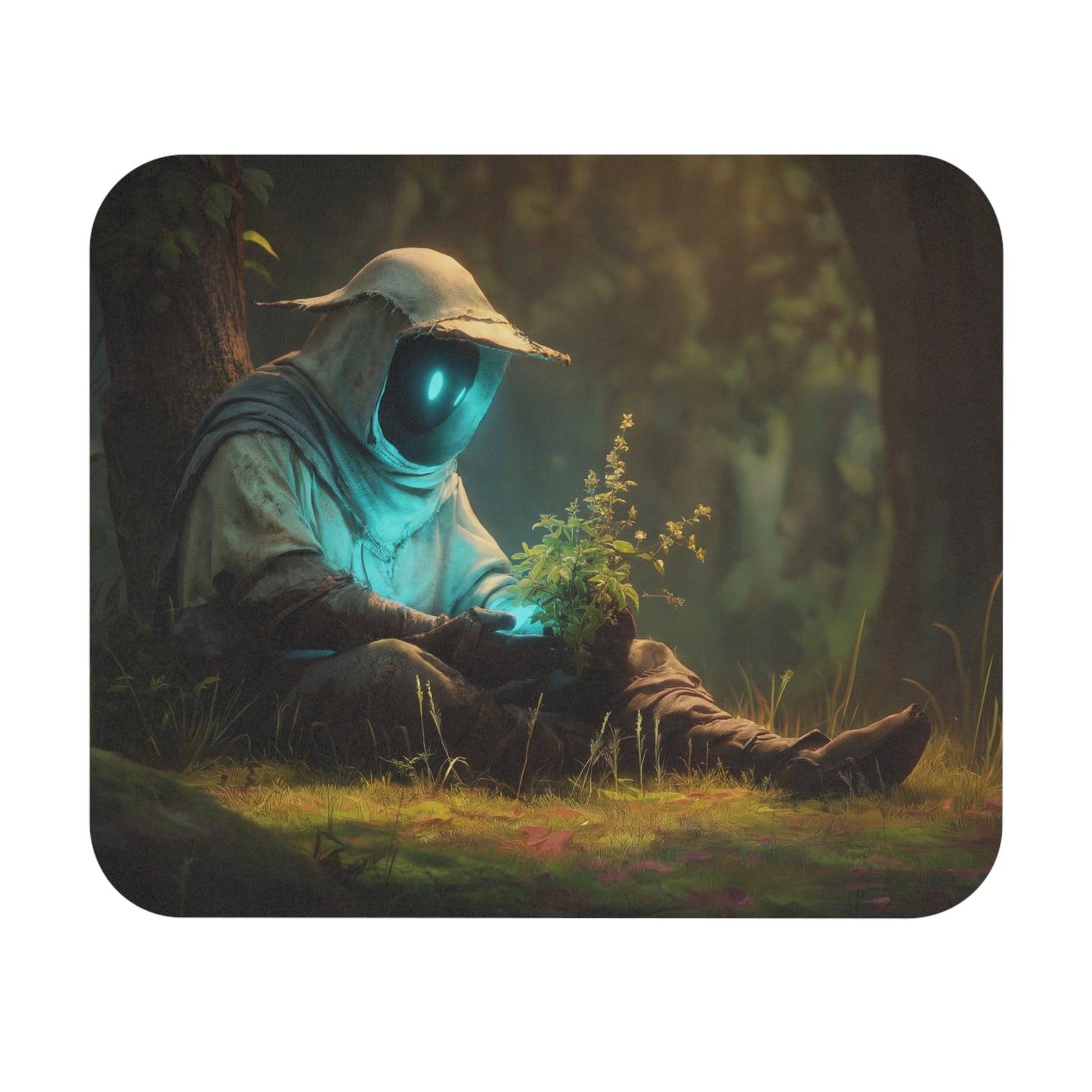 Forest Sentinel Mouse Pad (Rectangle) – Glowing Eye in Sunlit Grove