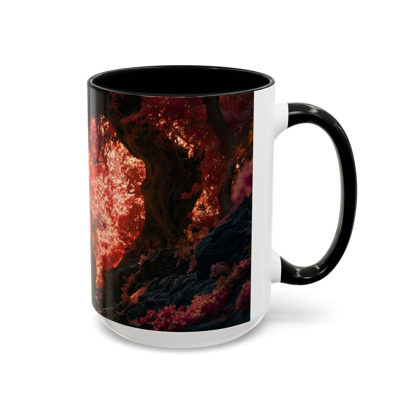 Crimson Heart Grove Accent Coffee Mug (11, 15oz) – Twisted Canopy Romance Scene