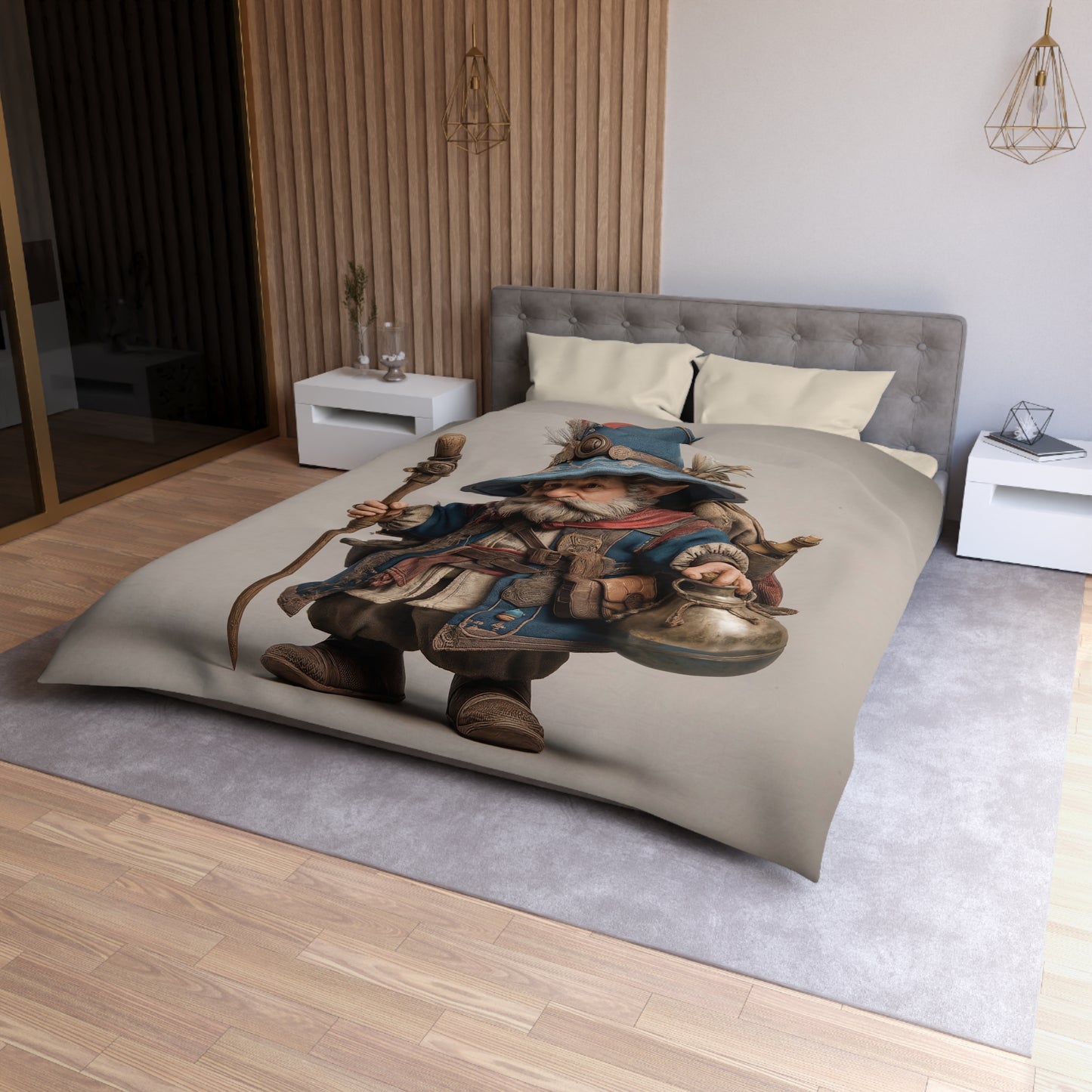 Wandering Wizard Duvet Cover – Sage’s Journey Through Whispering Woods