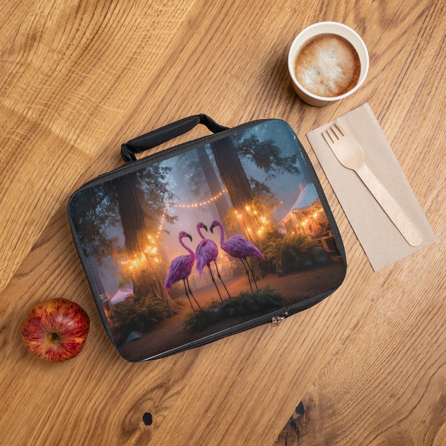 Pink Flamingo Forest Festival Lunch Bag – Whimsical Twilight Gathering
