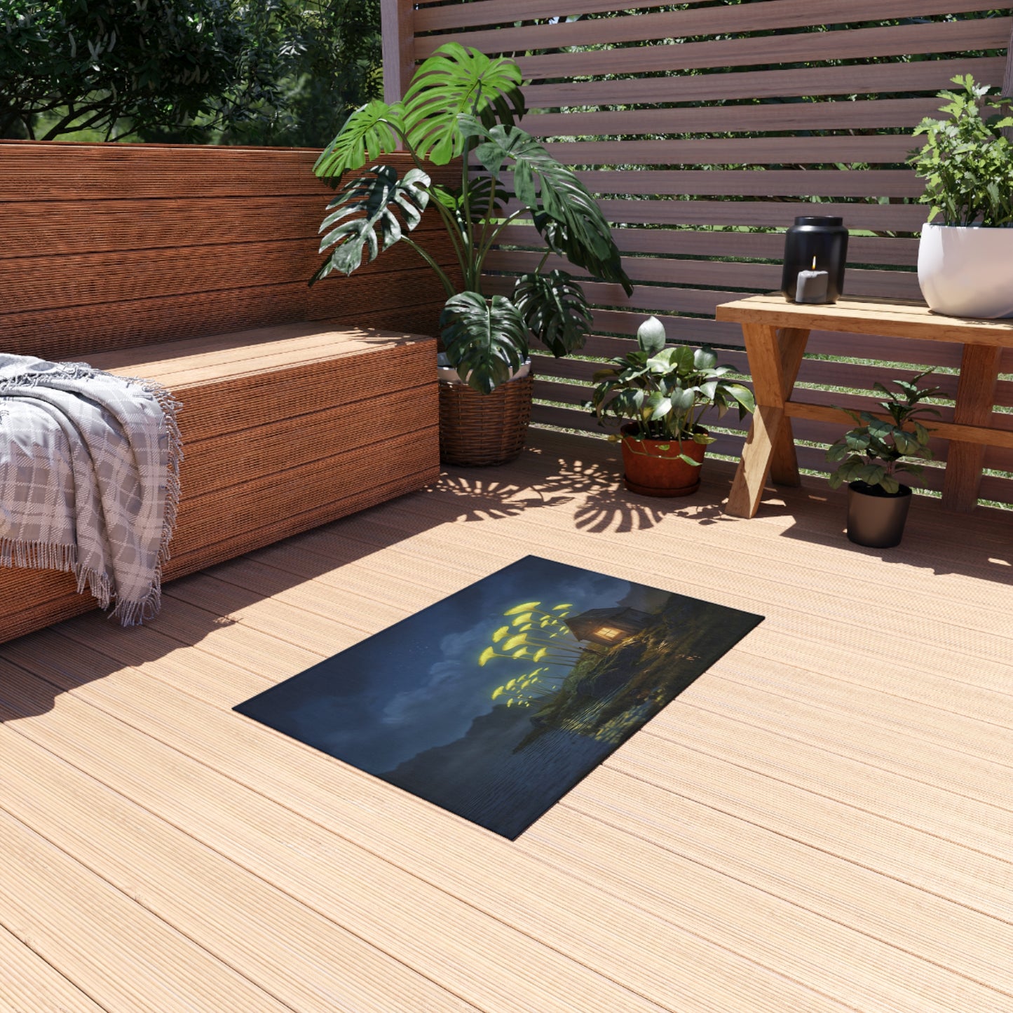 Giant Mushroom Cottage Rug – Bioluminescent Forest Escape
