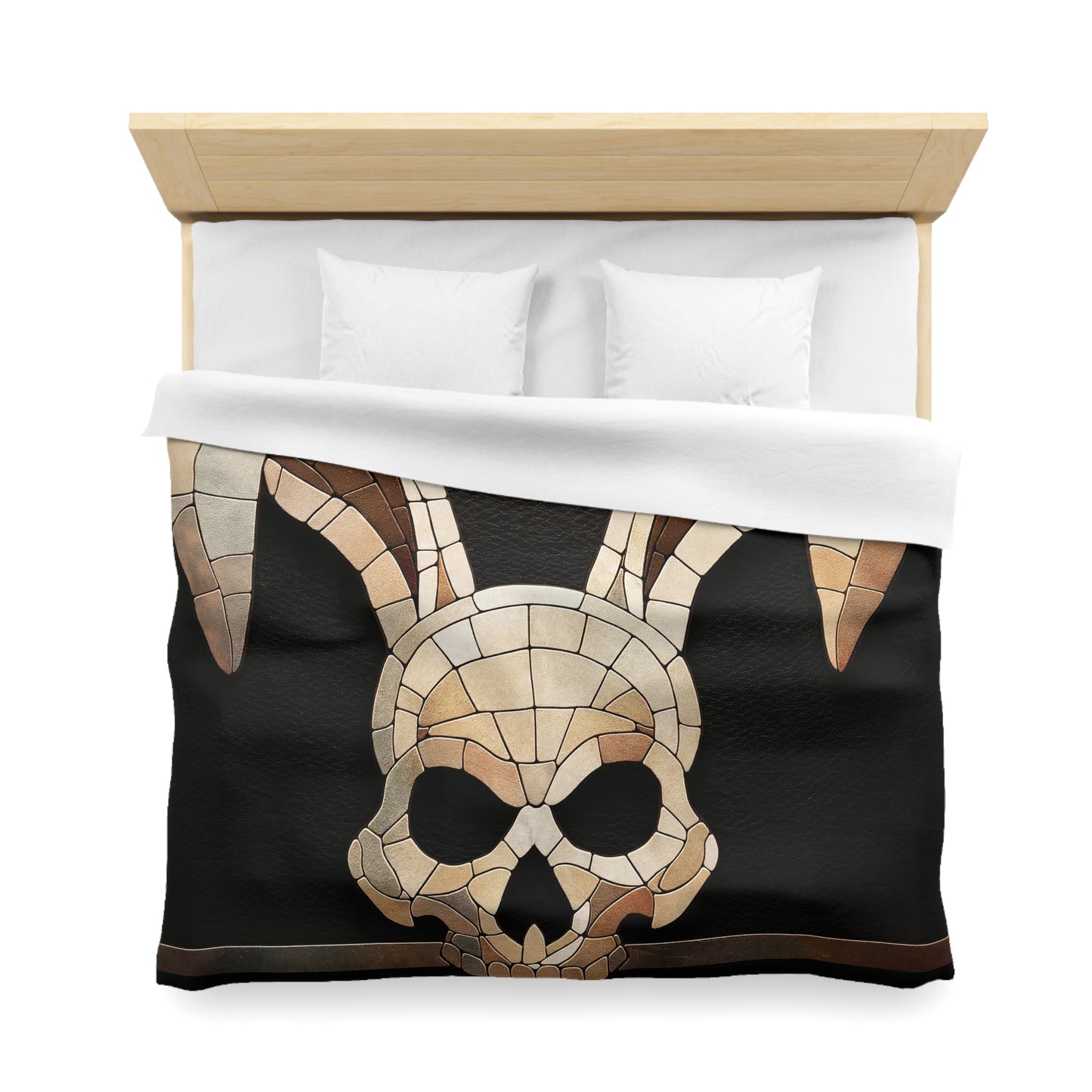 Mosaic Rabbit Skull Duvet Cover – Warm Stone Dreamscape