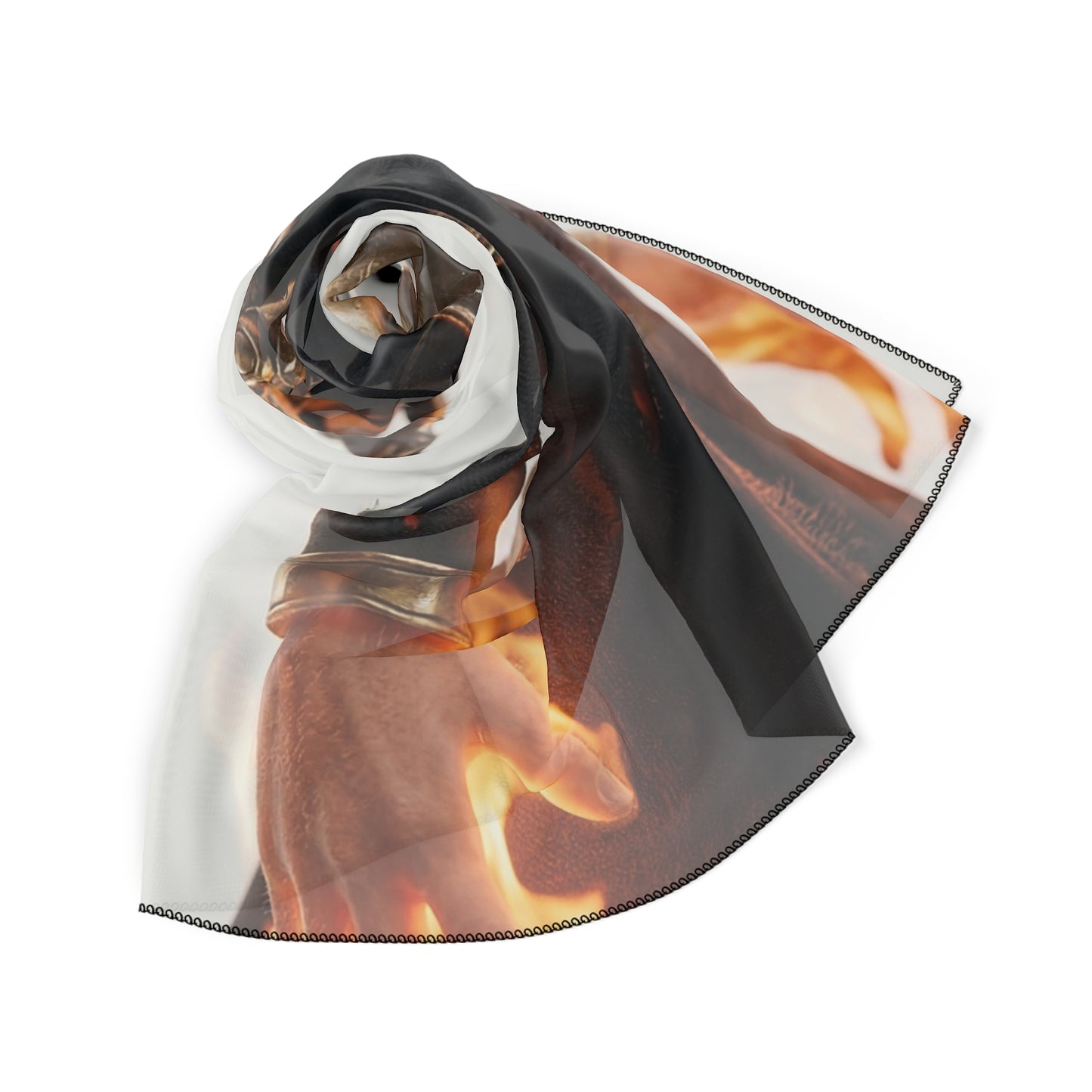 Flame-Wreathed Sentinel Poly Scarf – Ember-Infused Armor Design