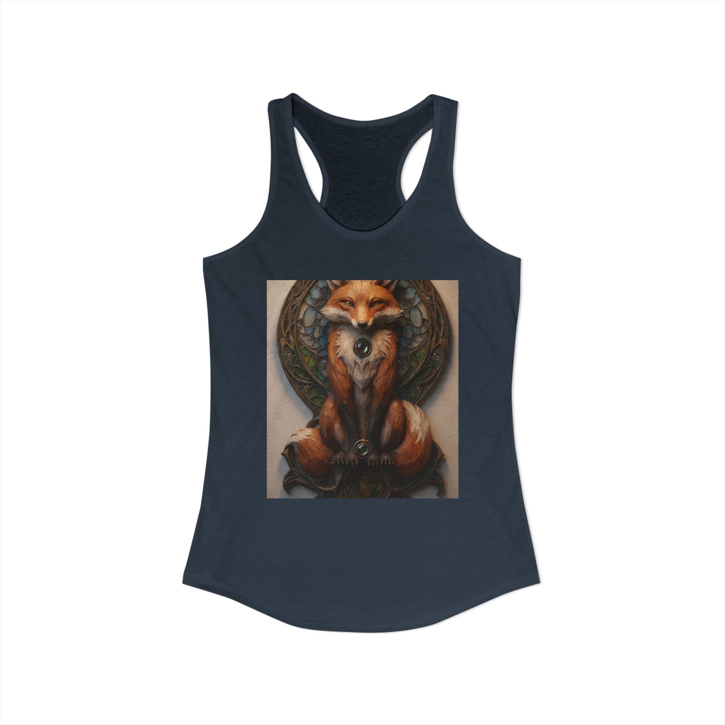 Glass Fox Sentinel Tank – Amber Guardian Stained Glass Art Print