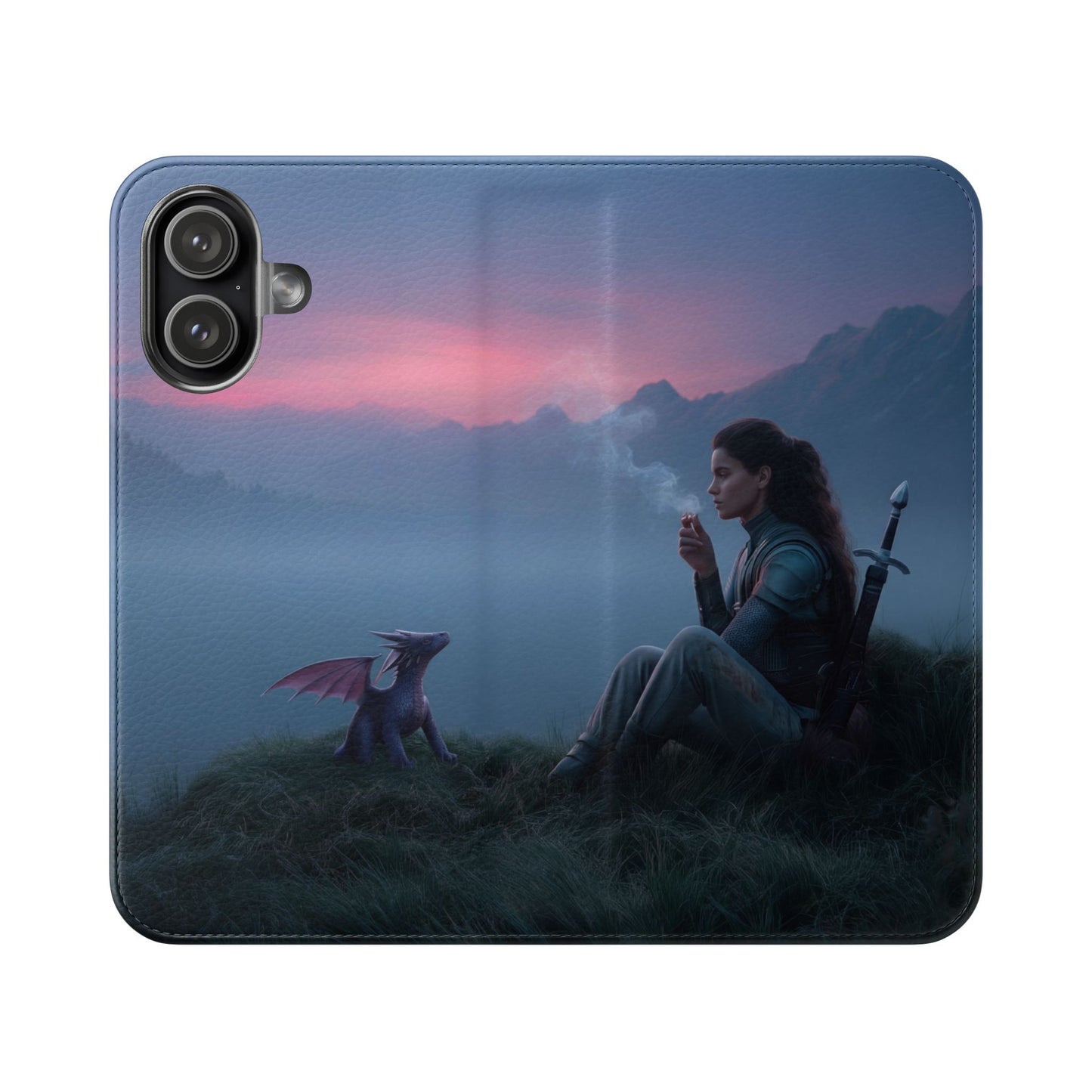 Silent Guardian Flip Cases – Misty Dawn Warrior and Dragon Companion