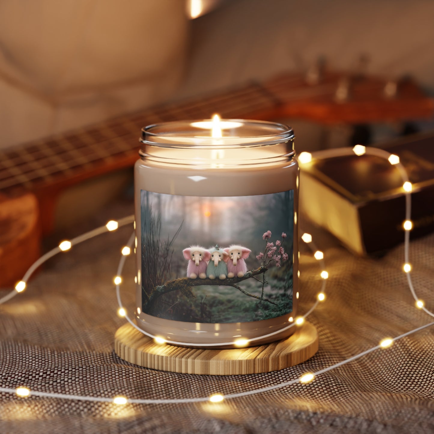 Three Tiny Elephants Scented Soy Candles with White Lid, 9oz – Mossy Branch Sunset Friends