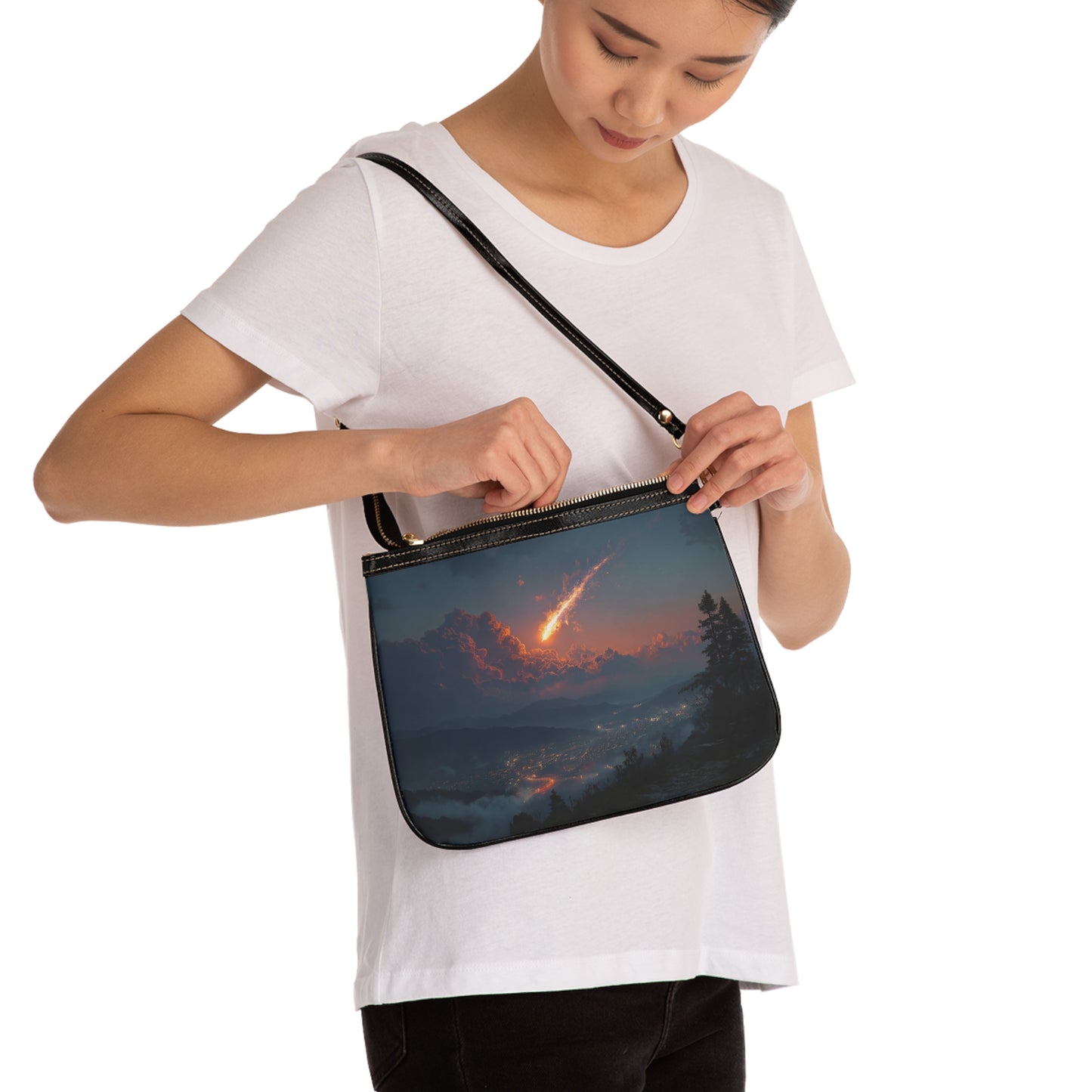Celestial Firefall Small Shoulder Bag – Twilight Skyfall Dreamscape