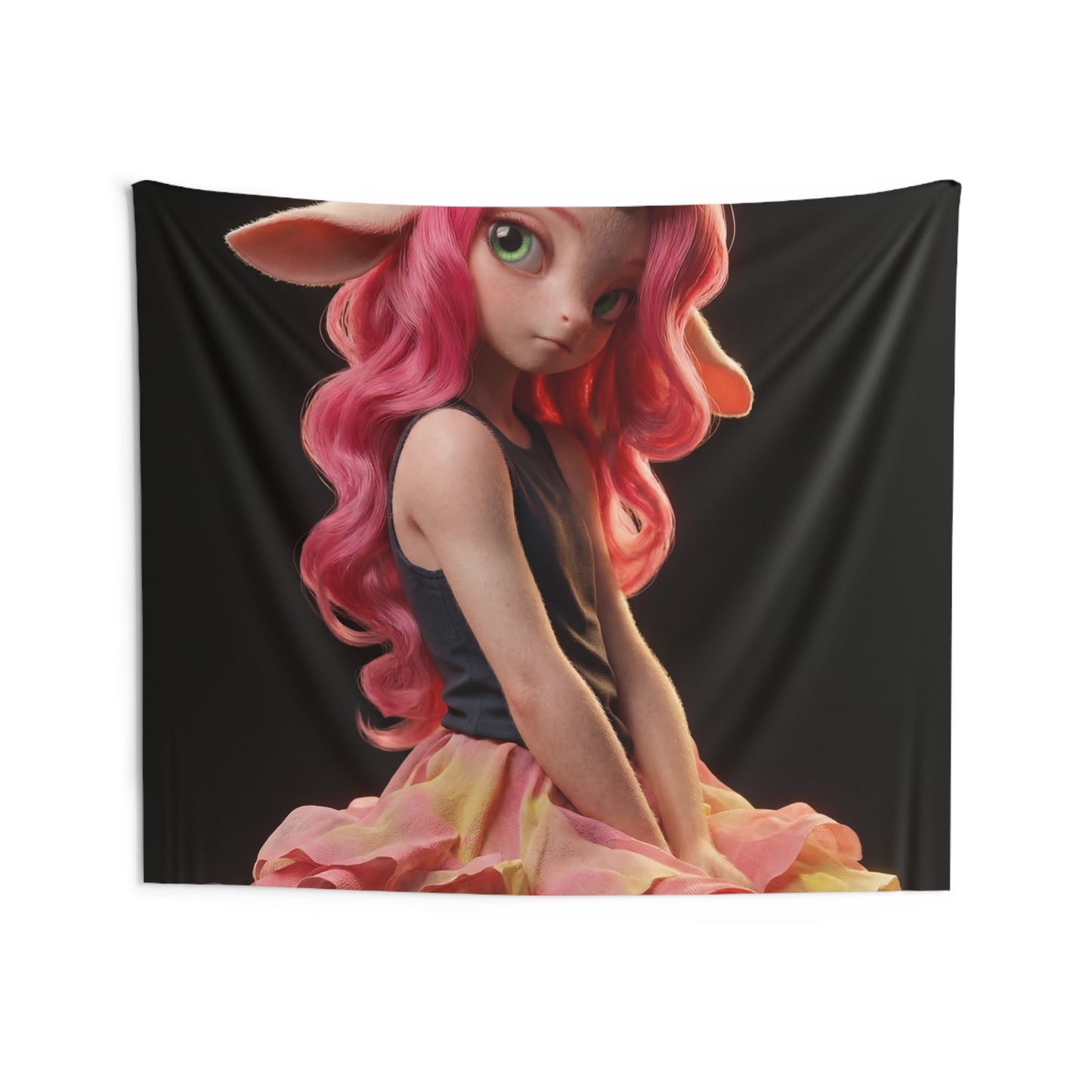 Pink Unicorn Girl Indoor Wall Tapestries – Soft Glow Fantasy Portrait