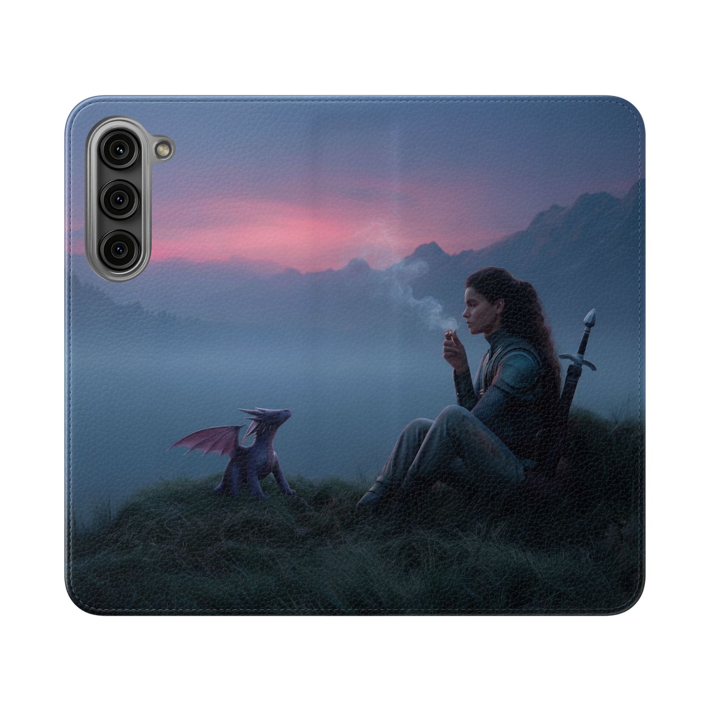 Silent Guardian Flip Cases – Misty Dawn Warrior and Dragon Companion