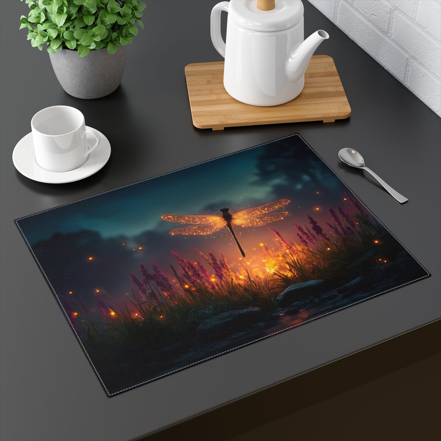 Luminescent Dragonfly Placemat – Twilight Meadow Glow