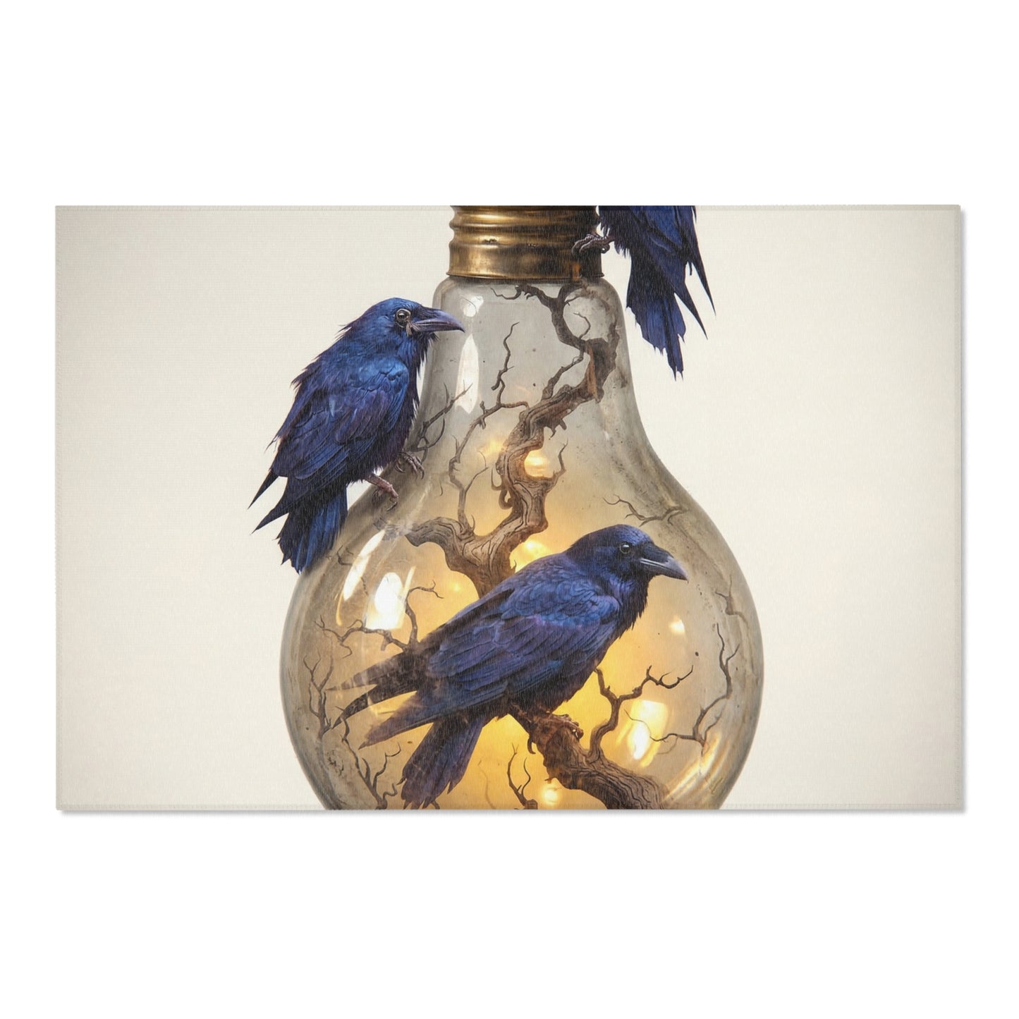 Ravens in the Glow Lightbulb Area Rug – Midnight Wisdom Dreamscape