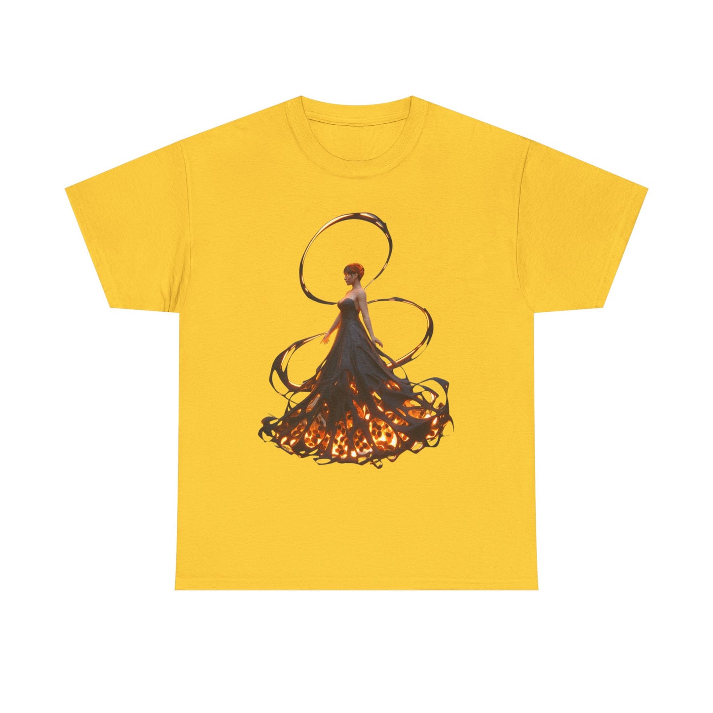 Ember-Winged Sentinel Tee – Molten Halo and Glowing Lattice Design