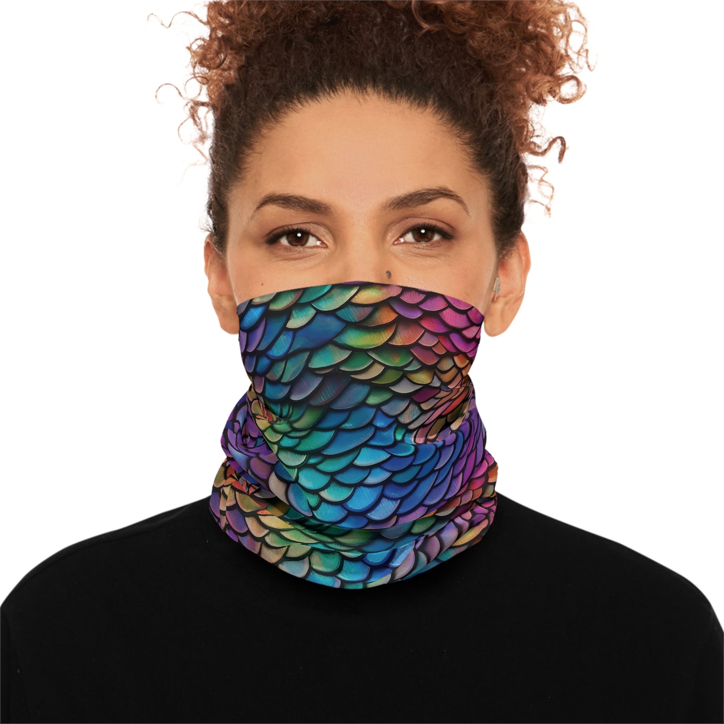 tiling pattern of rainbow dragon scales highly detailed realistic CGI render 8K - Lightweight Neck Gaiter