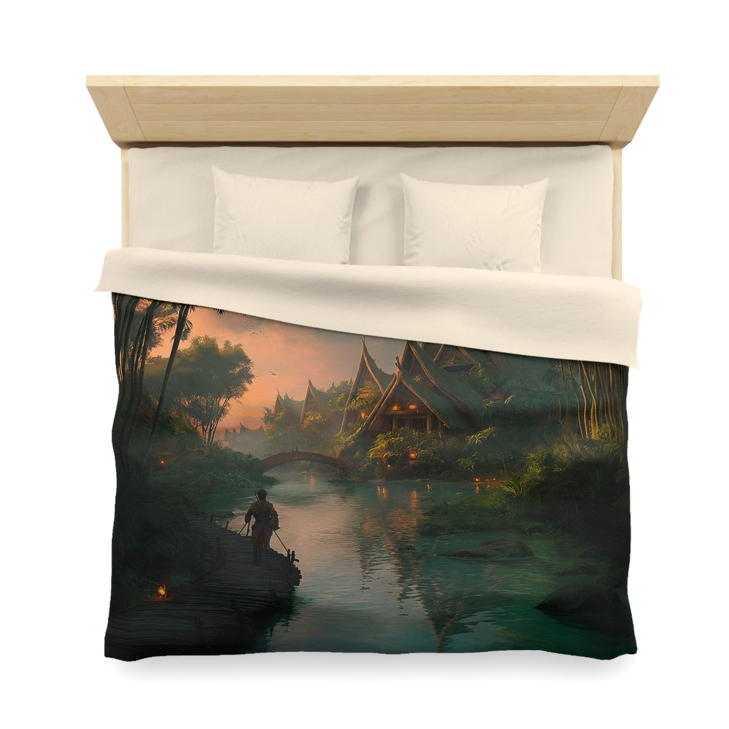 Bamboo River Village Microfiber Duvet Cover – Twilight Canopy Serenity