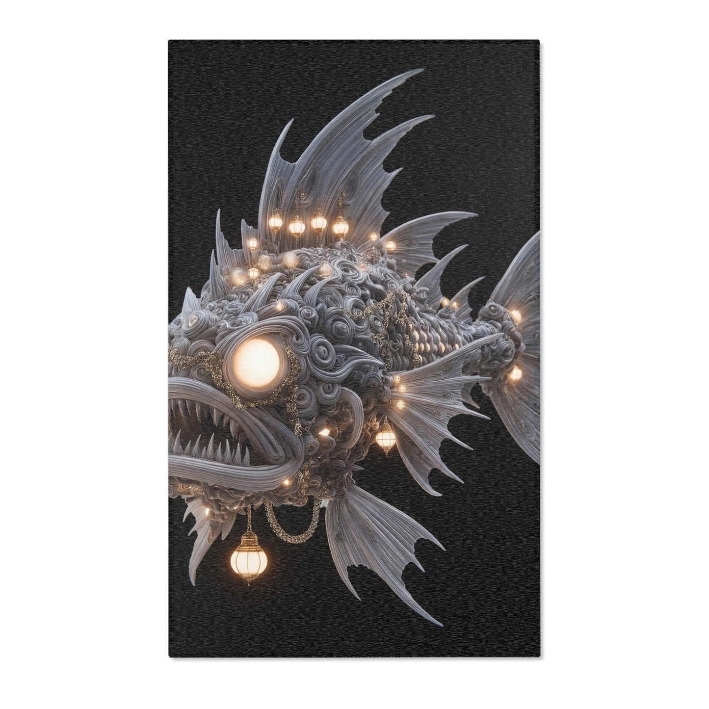 Luminescent Deep-Sea Leviathan Rug – Whispering Lanterns of the Abyss