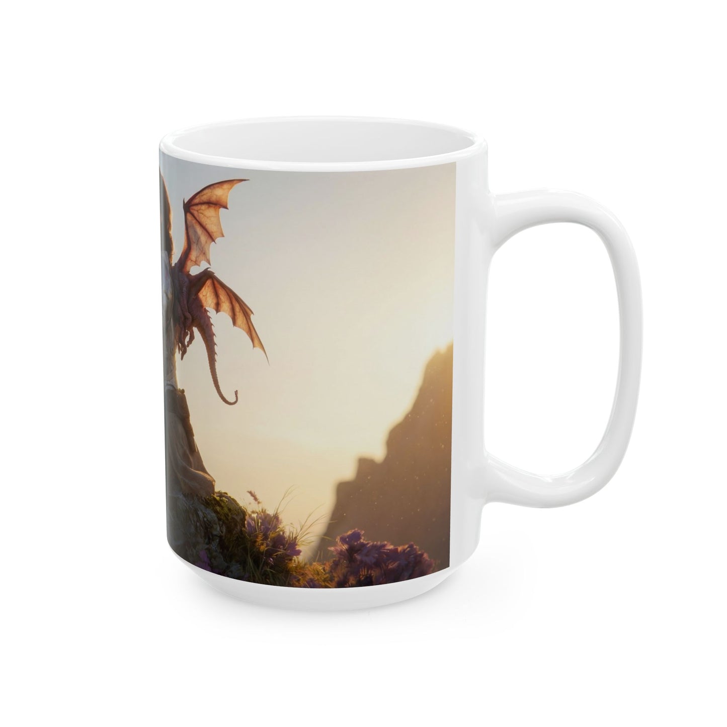 Dragon Sentinel Ceramic Mug – Sunset Pact with the Sky