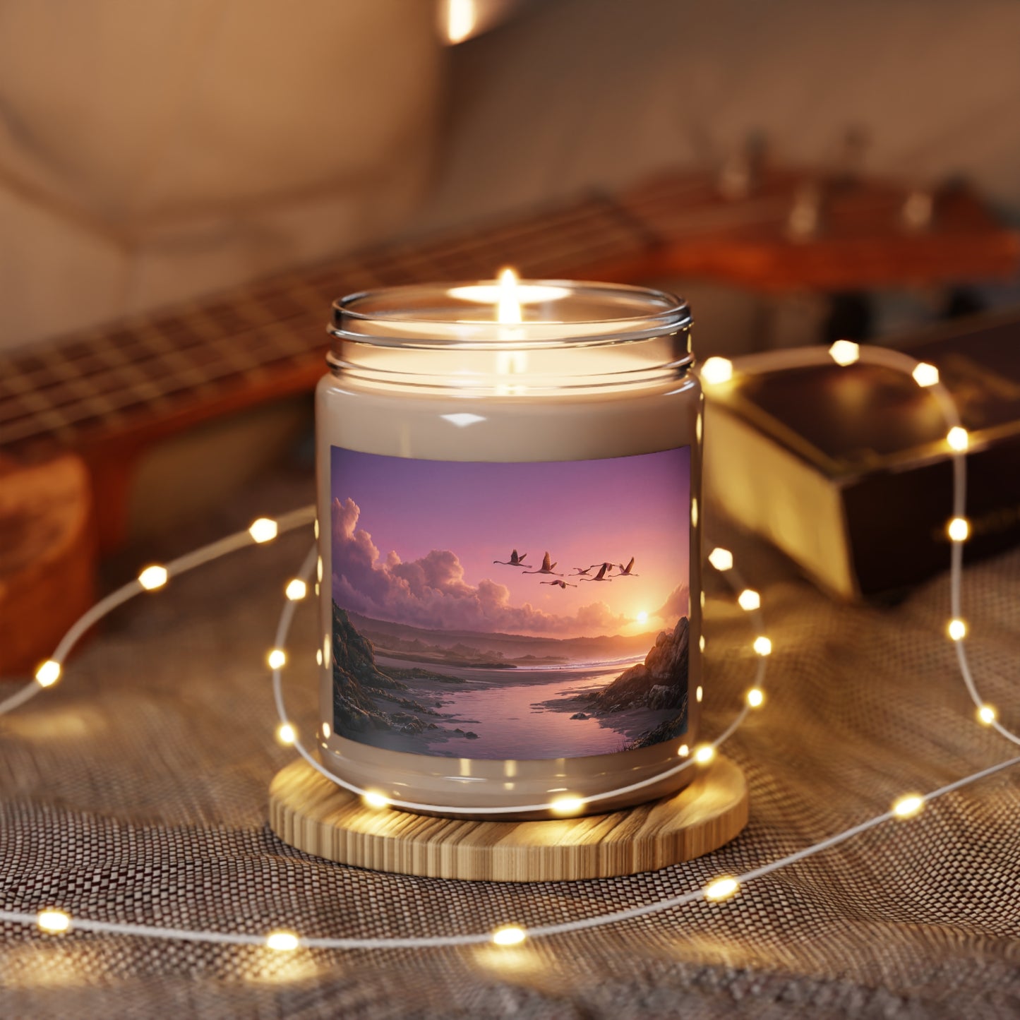 Flamingo Sunset Scented Soy Candles with White Lid, 9oz – Pink Sky Migration