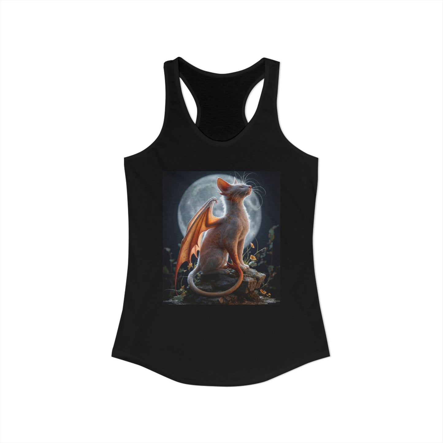 Moonlit Dragon Cat Racerback Tank – Amber Wings & Lunar Glow