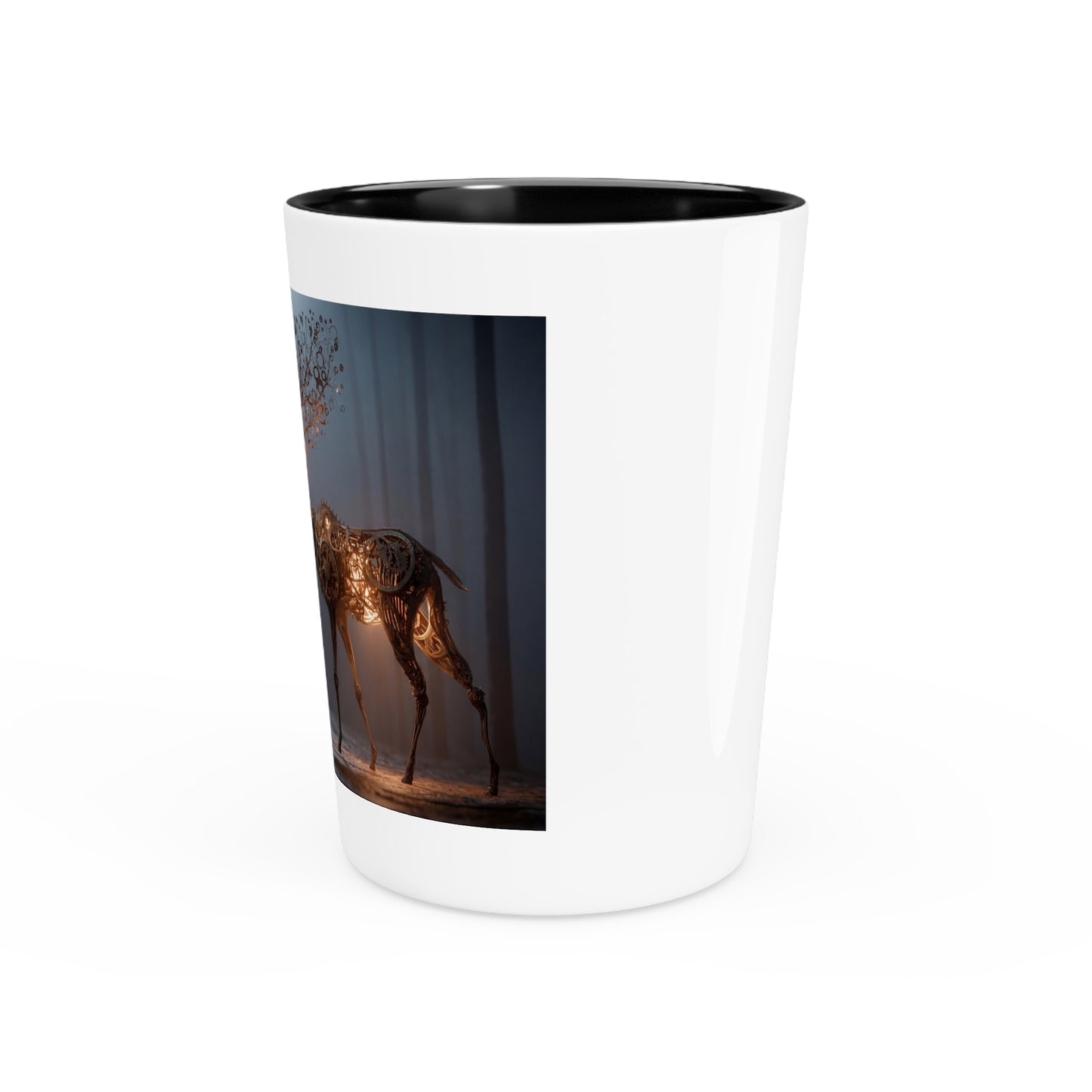 Clockwork Stag Shot Glass – Luminescent Forest Mechanism