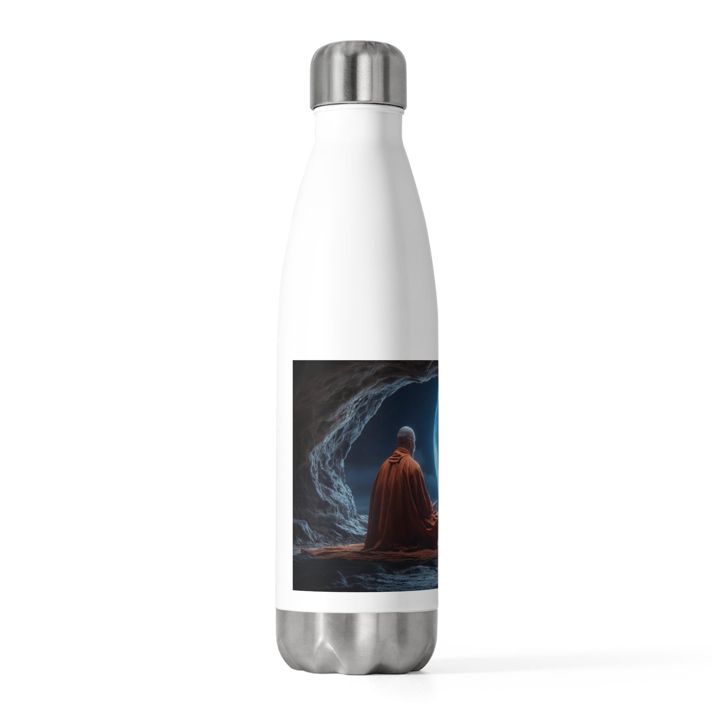 Moonlit Monk Meditation Bottle – Serene Blue Glow Sanctuary
