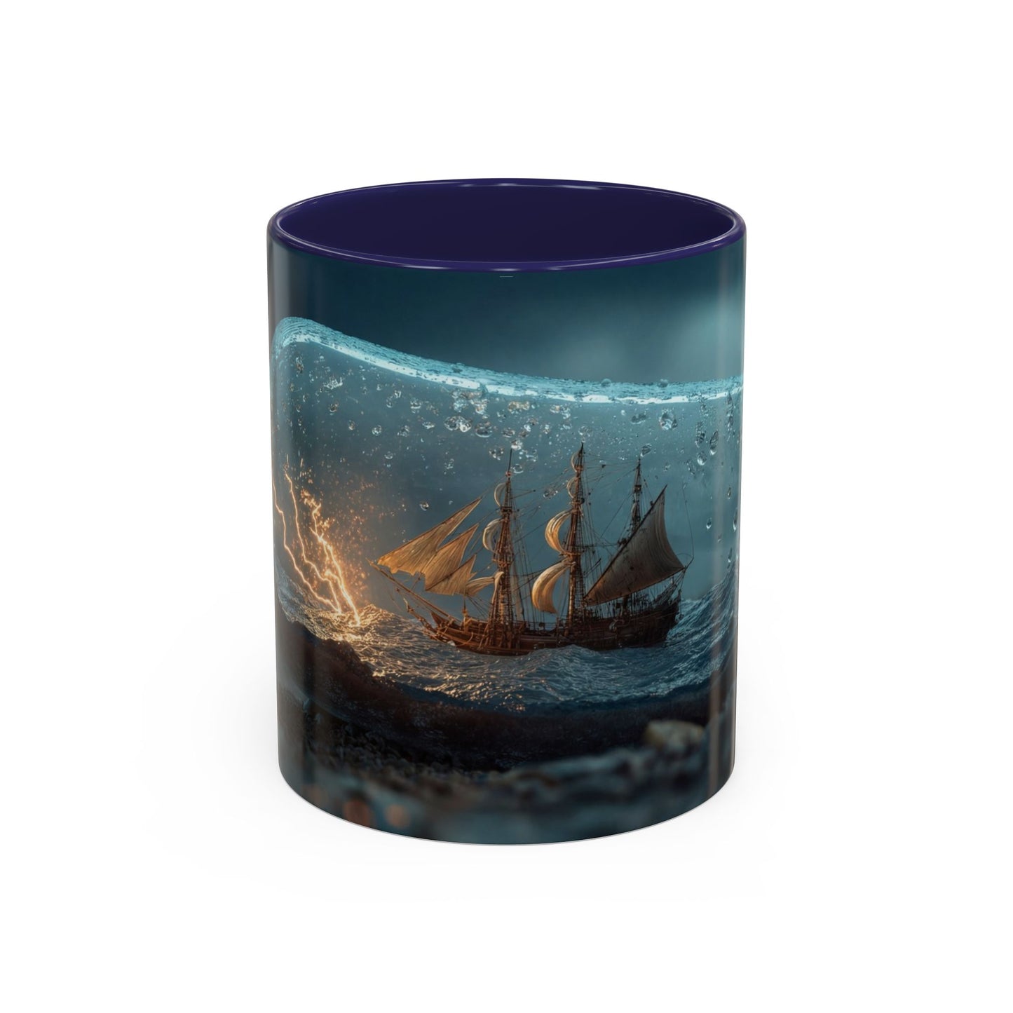 Stormbound Galleon Accent Coffee Mug (11, 15oz) – Bottle of Sea and Lightning