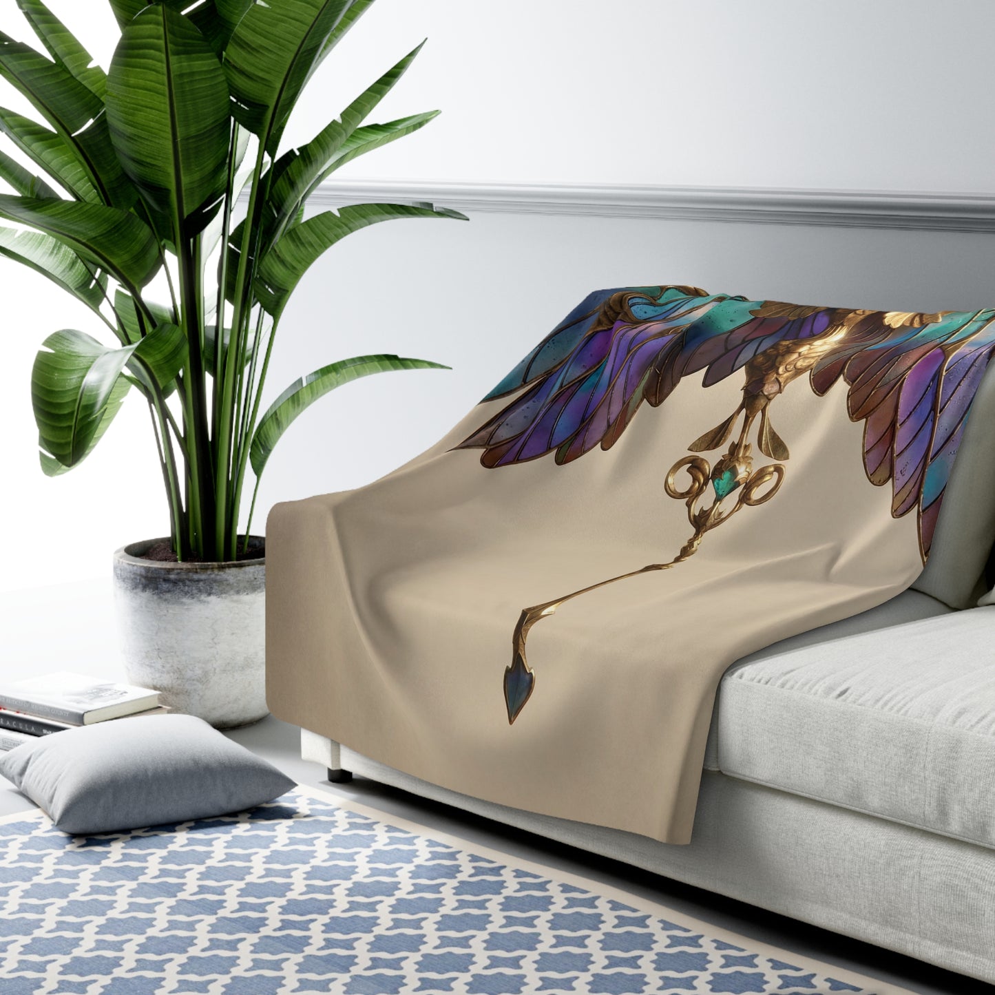 Celestial Phoenix Key Blanket – Wings of Starlight and Gold