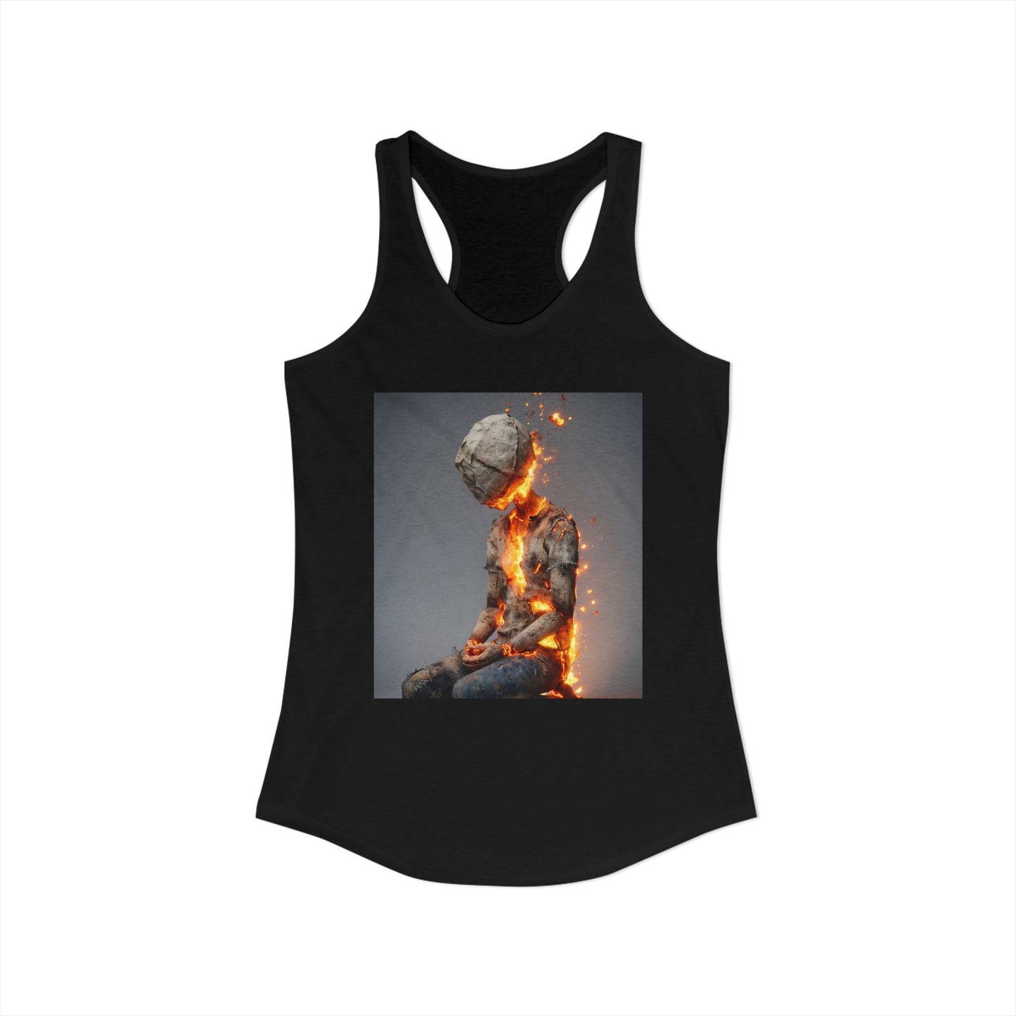 Burning Silhouette Women's Ideal Racerback Tank – Paper Doll Ascension Flame Art