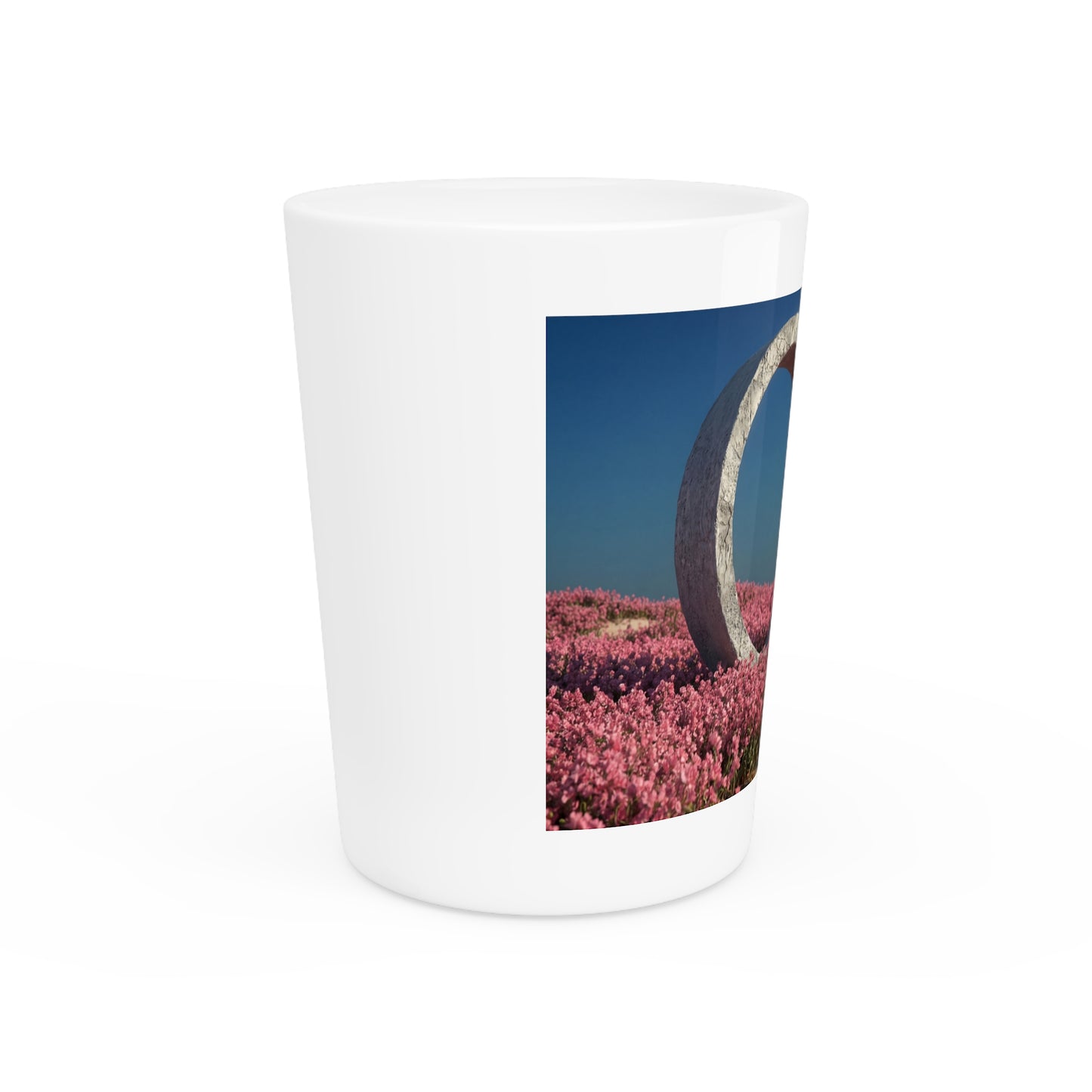 Concrete Ring Shot Glass – Pink Blossom Field Scene