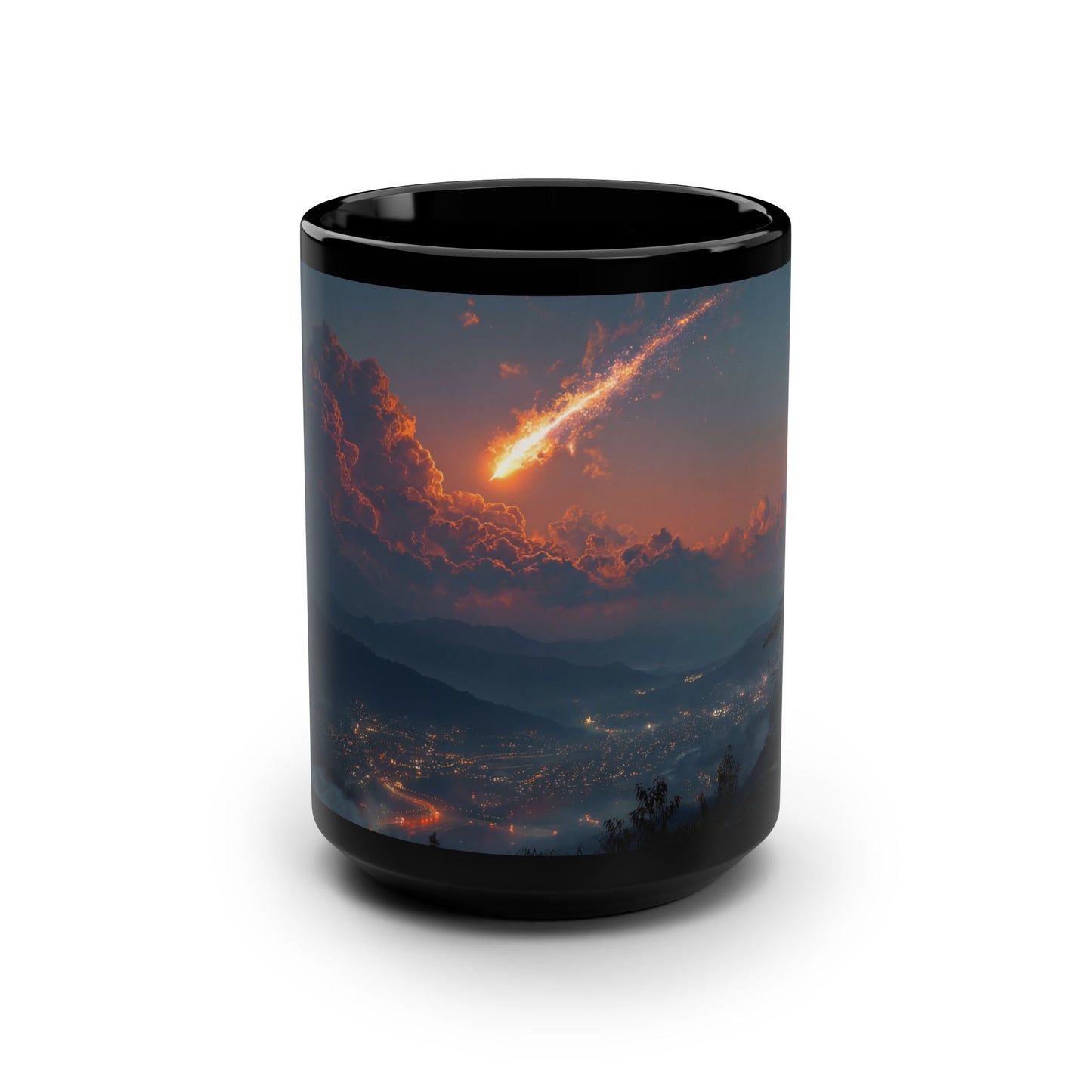 Burning Meteor Black Mug, 15oz – Valley Lights & Stormy Sky