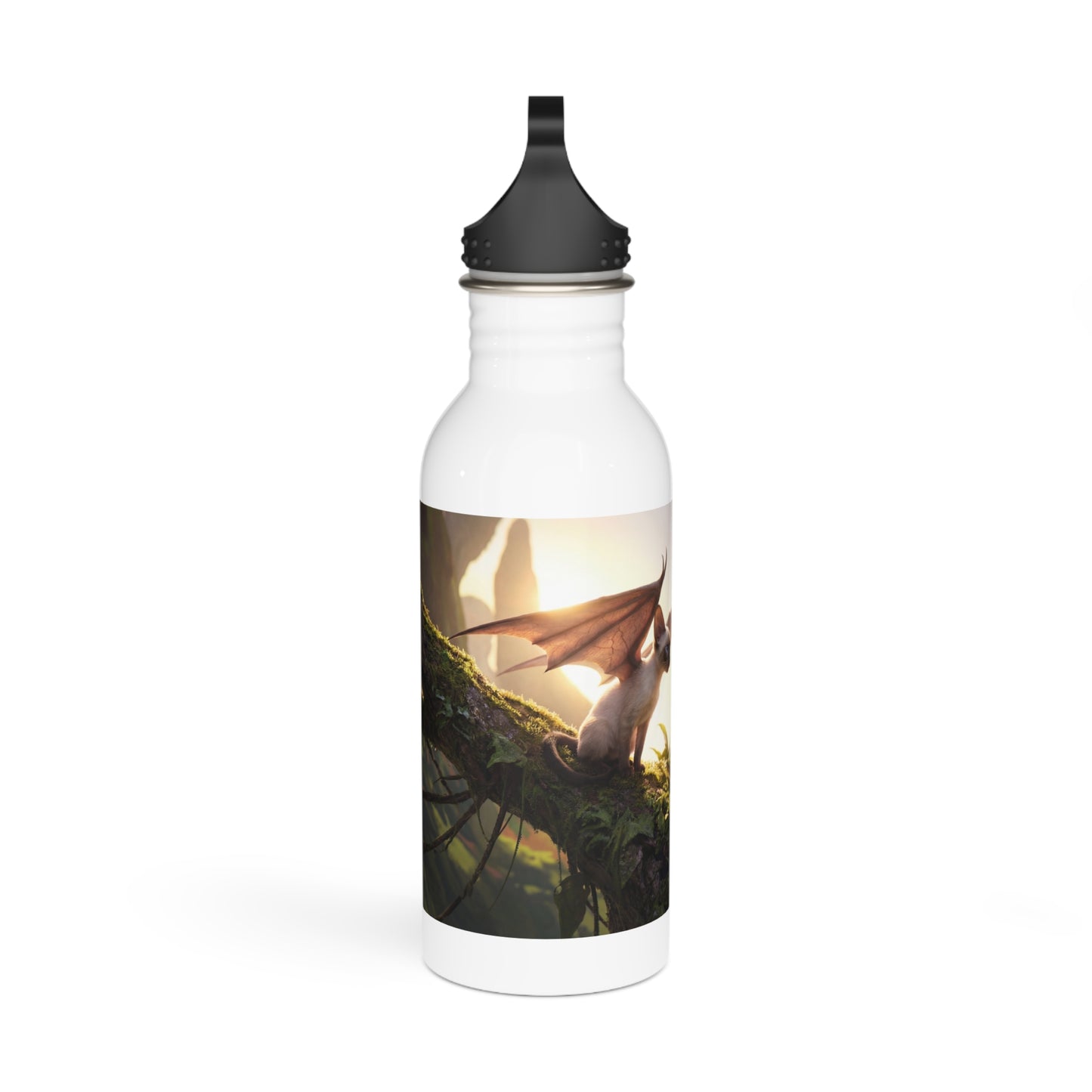 Dragonwing Kittens Stainless Steel Water Bottle – Morning Light in the Ancient Grove